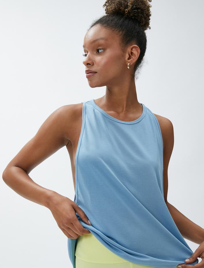  Yoga Kolsuz Tişört Pencere Detaylı Modal Karışımlı