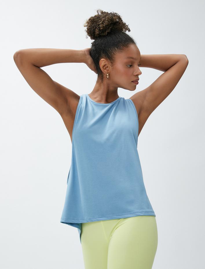  Yoga Kolsuz Tişört Pencere Detaylı Modal Karışımlı