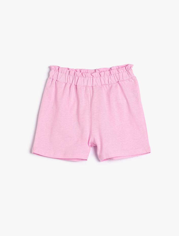 Kız Bebek Şort Basic Beli Lastikli Pamuklu