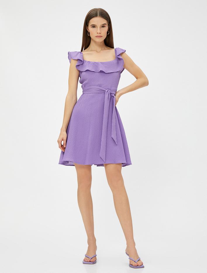 Mini Fırfırlı Kloş Elbise Gipeli