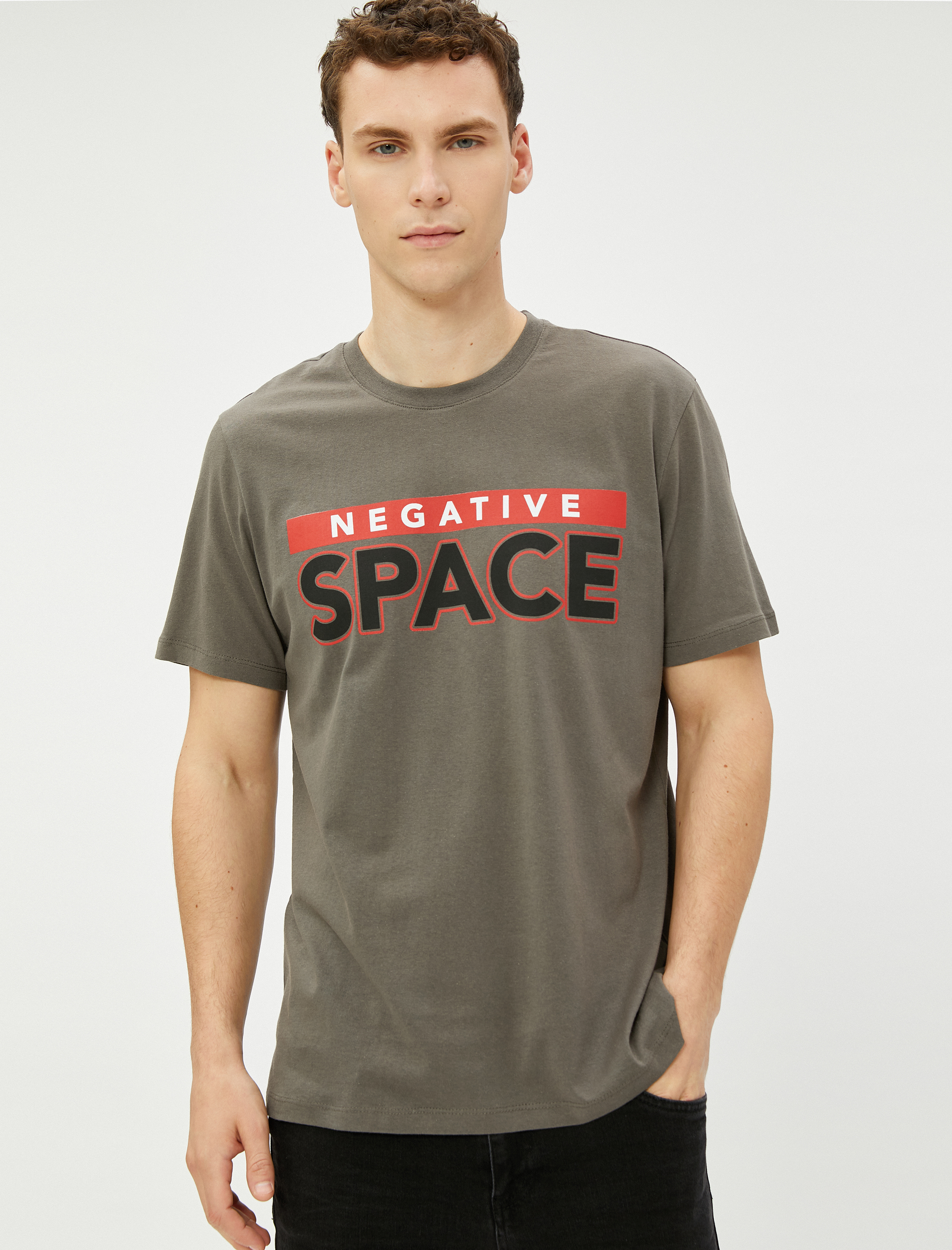   Slogan Baskılı Tişört Bisiklet Yaka Kısa Kollu Pamuklu