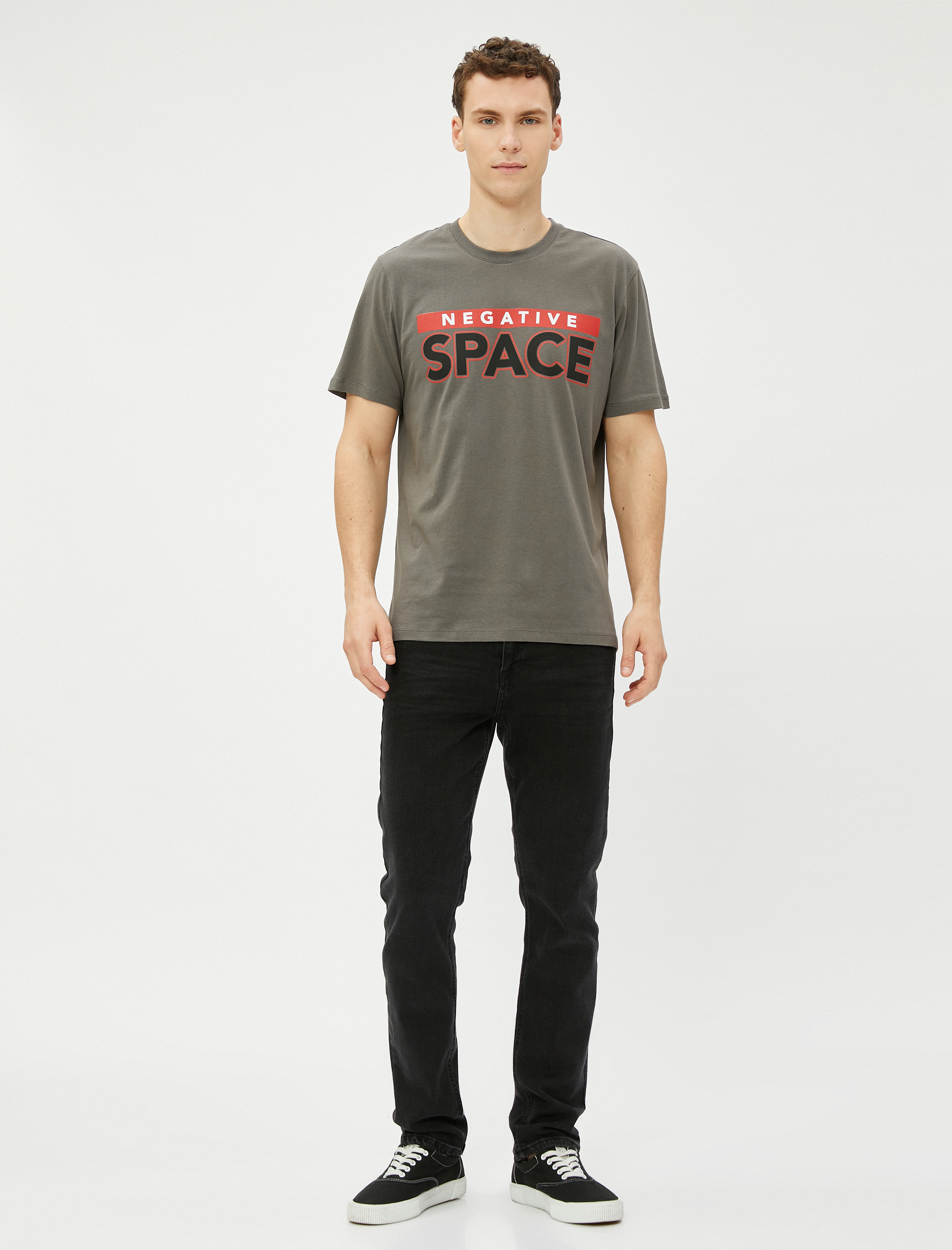   Slogan Baskılı Tişört Bisiklet Yaka Kısa Kollu Pamuklu