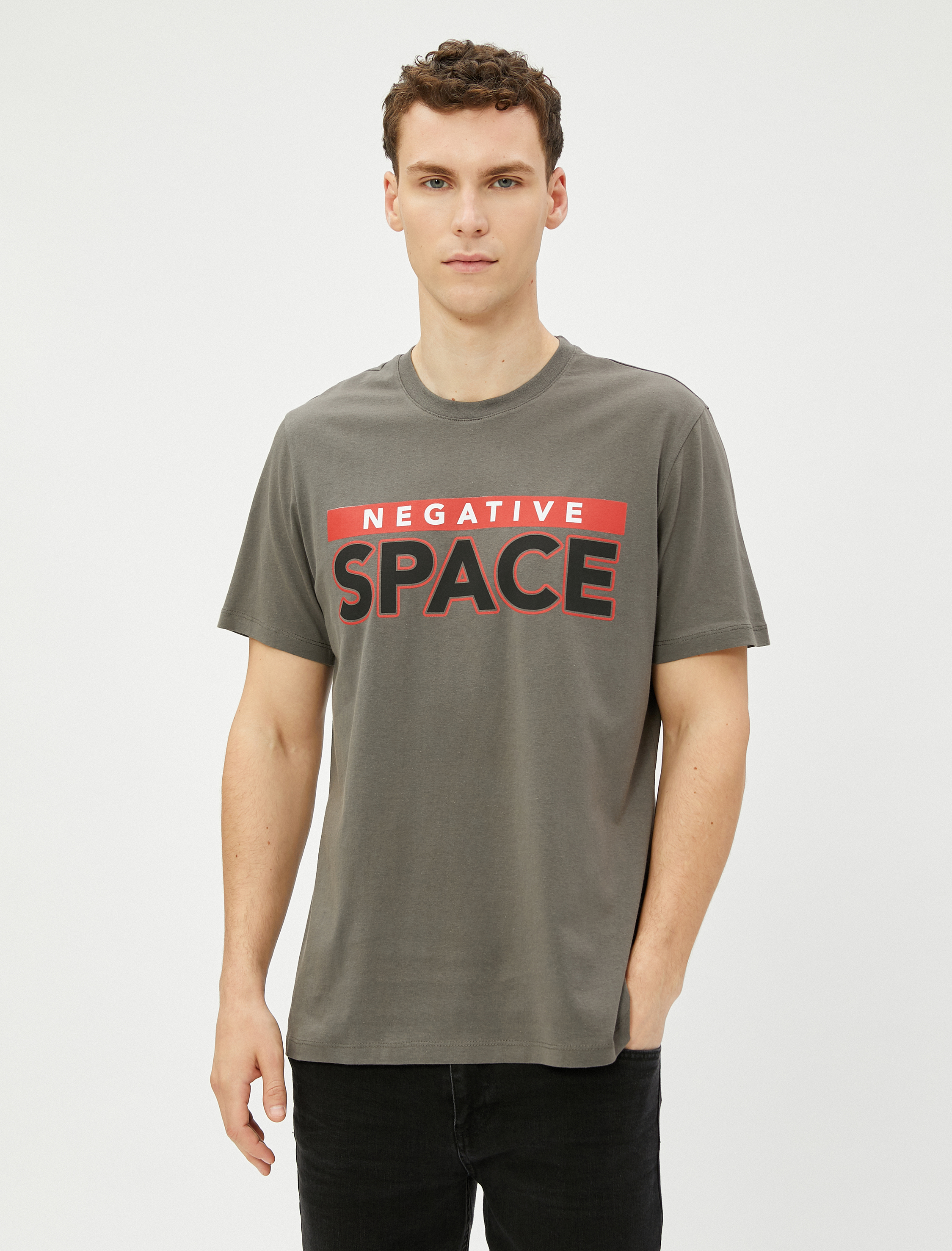   Slogan Baskılı Tişört Bisiklet Yaka Kısa Kollu Pamuklu