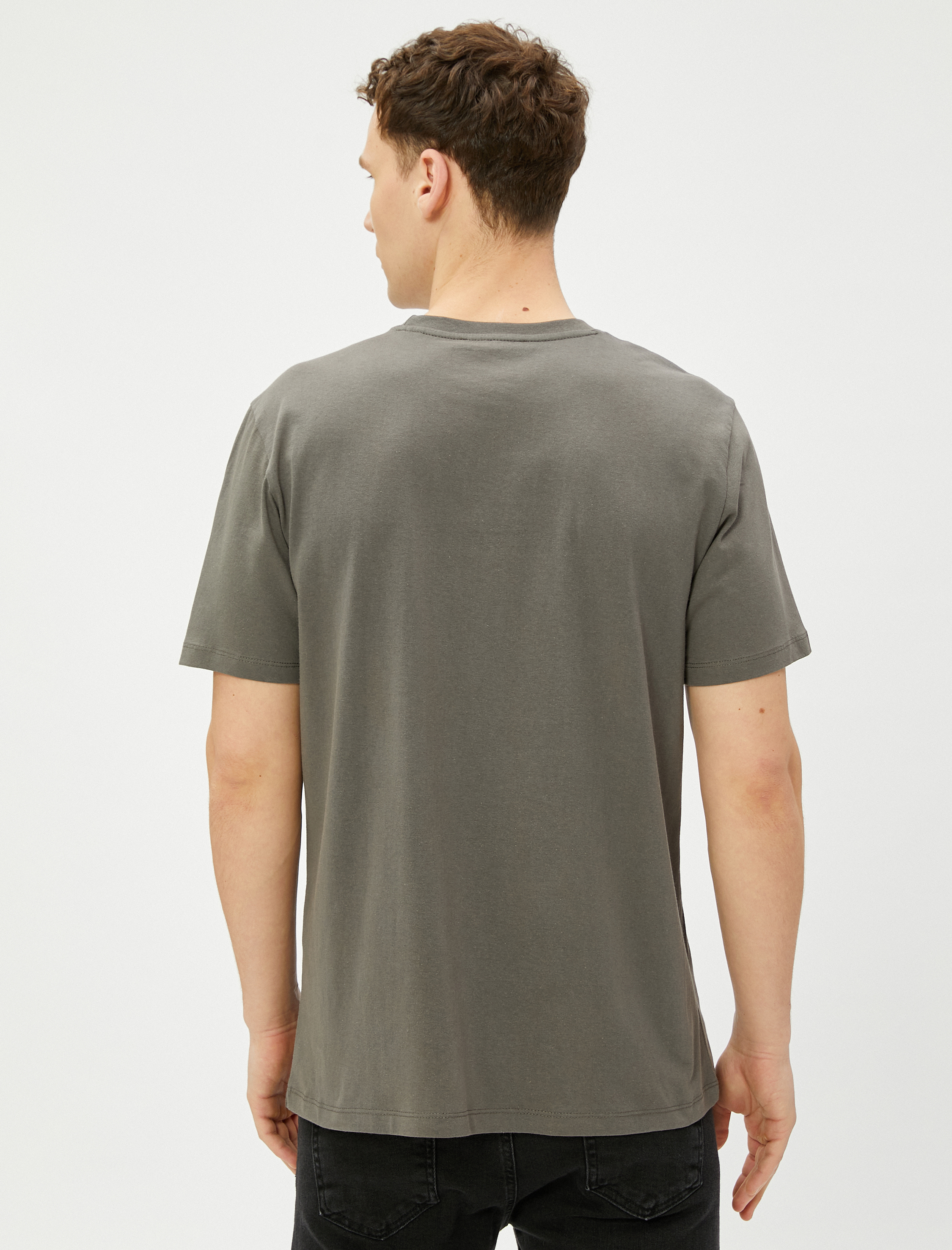   Slogan Baskılı Tişört Bisiklet Yaka Kısa Kollu Pamuklu