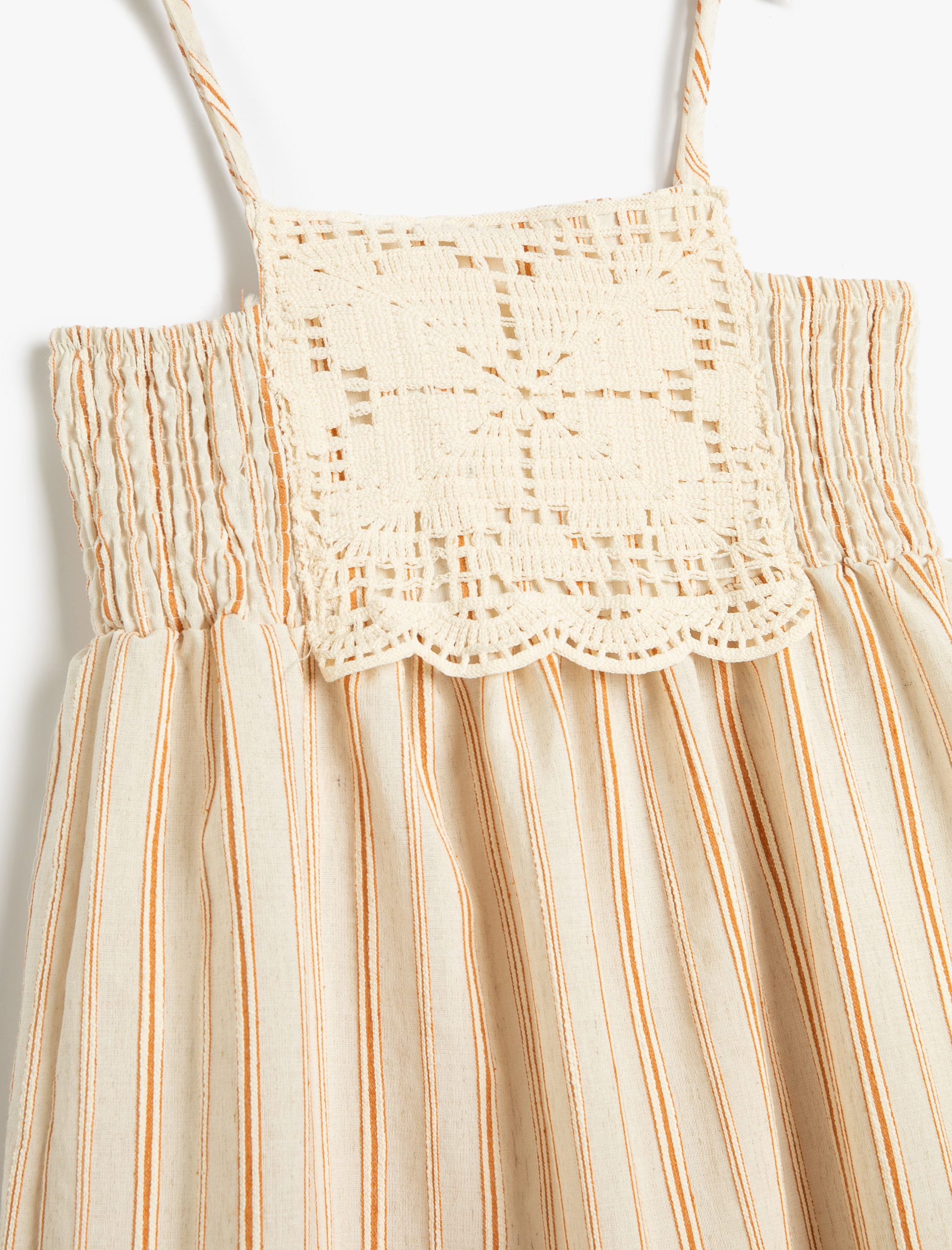  Kız Çocuk Elbise Askılı Kroşe Aplike Detaylı Fırfırlı Gipe Detaylı