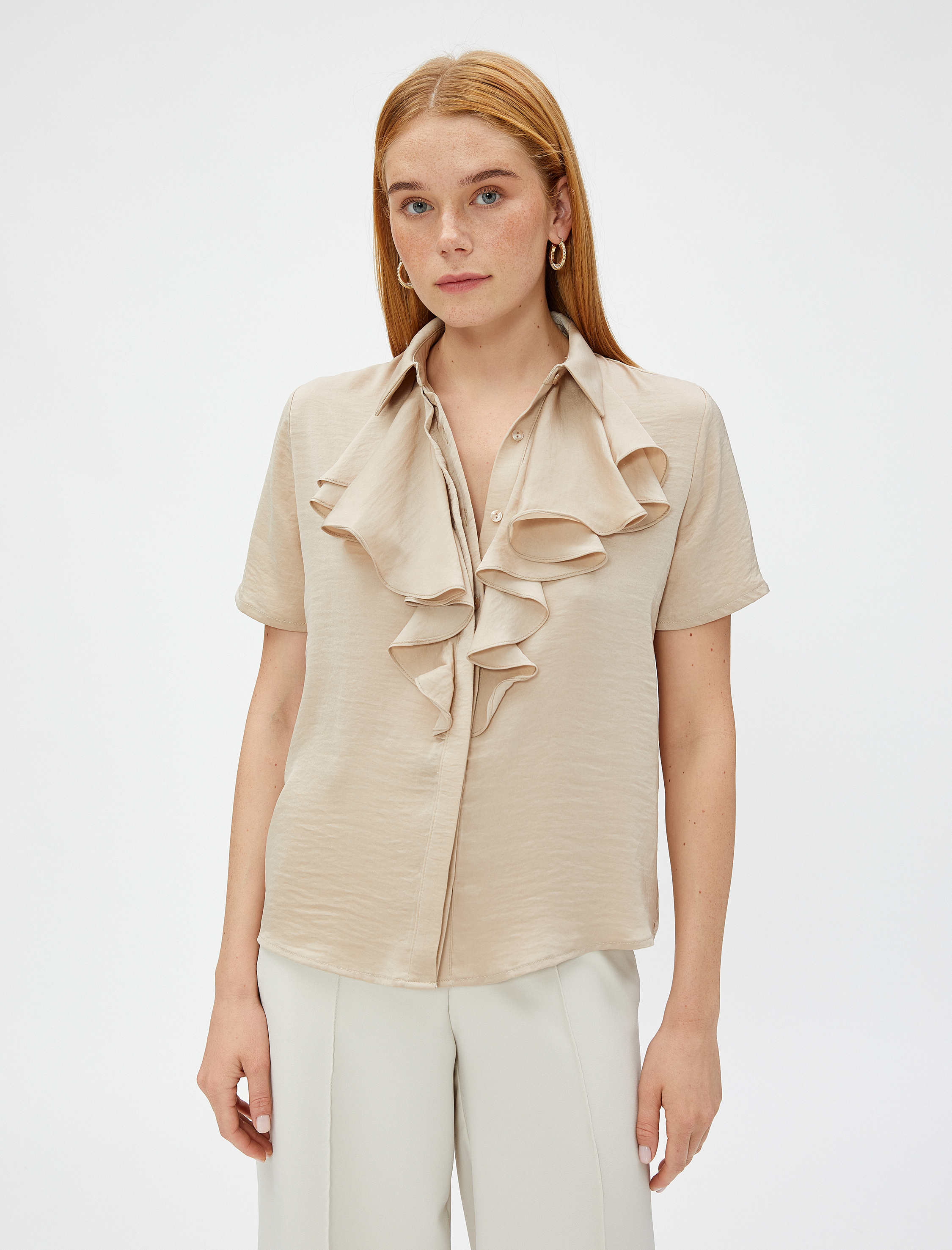   Volanlı Gömlek Kısa Kollu