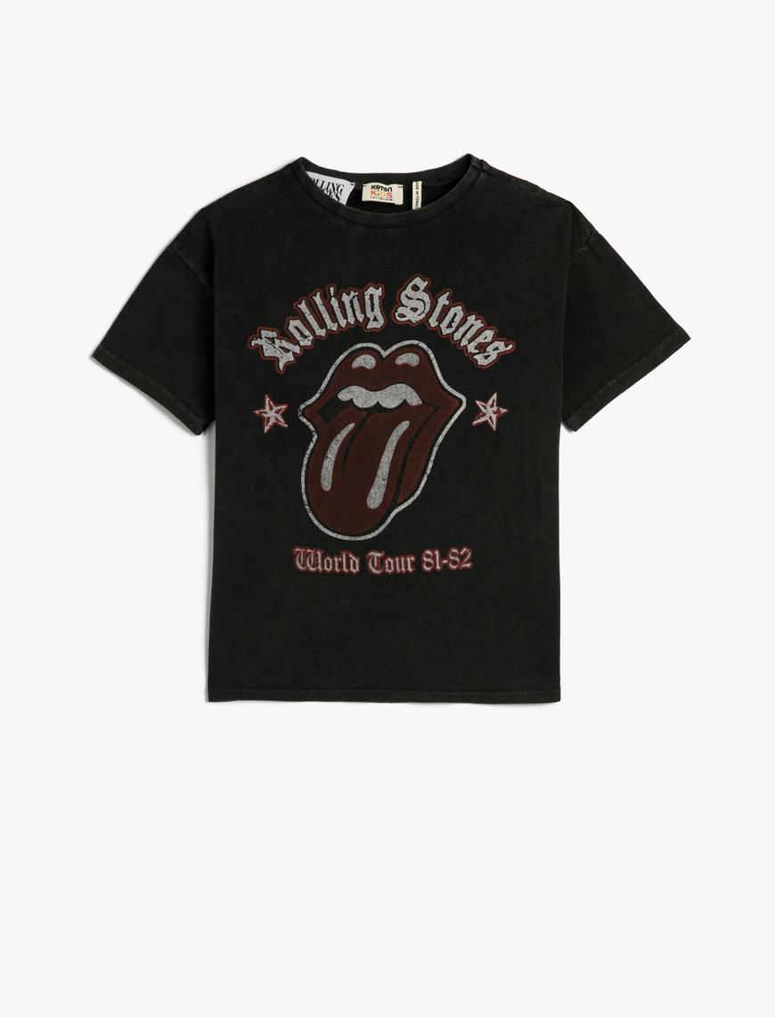  Erkek Çocuk Rolling Stones Tişört Lisanslı Kısa Kollu Bisiklet Yaka Pamuklu