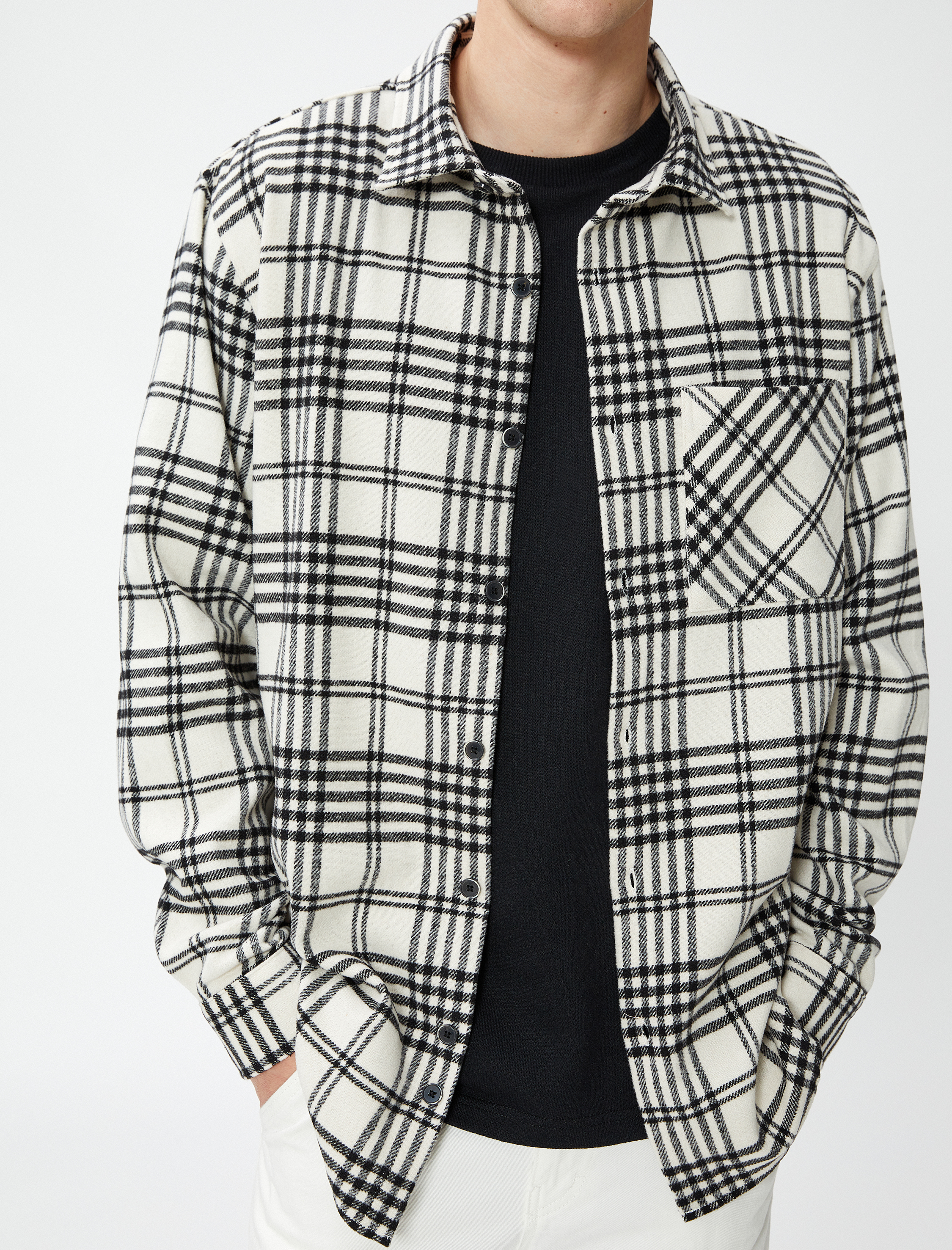   Oduncu Gömleği Klasik Yaka Cep Detaylı Uzun Kollu