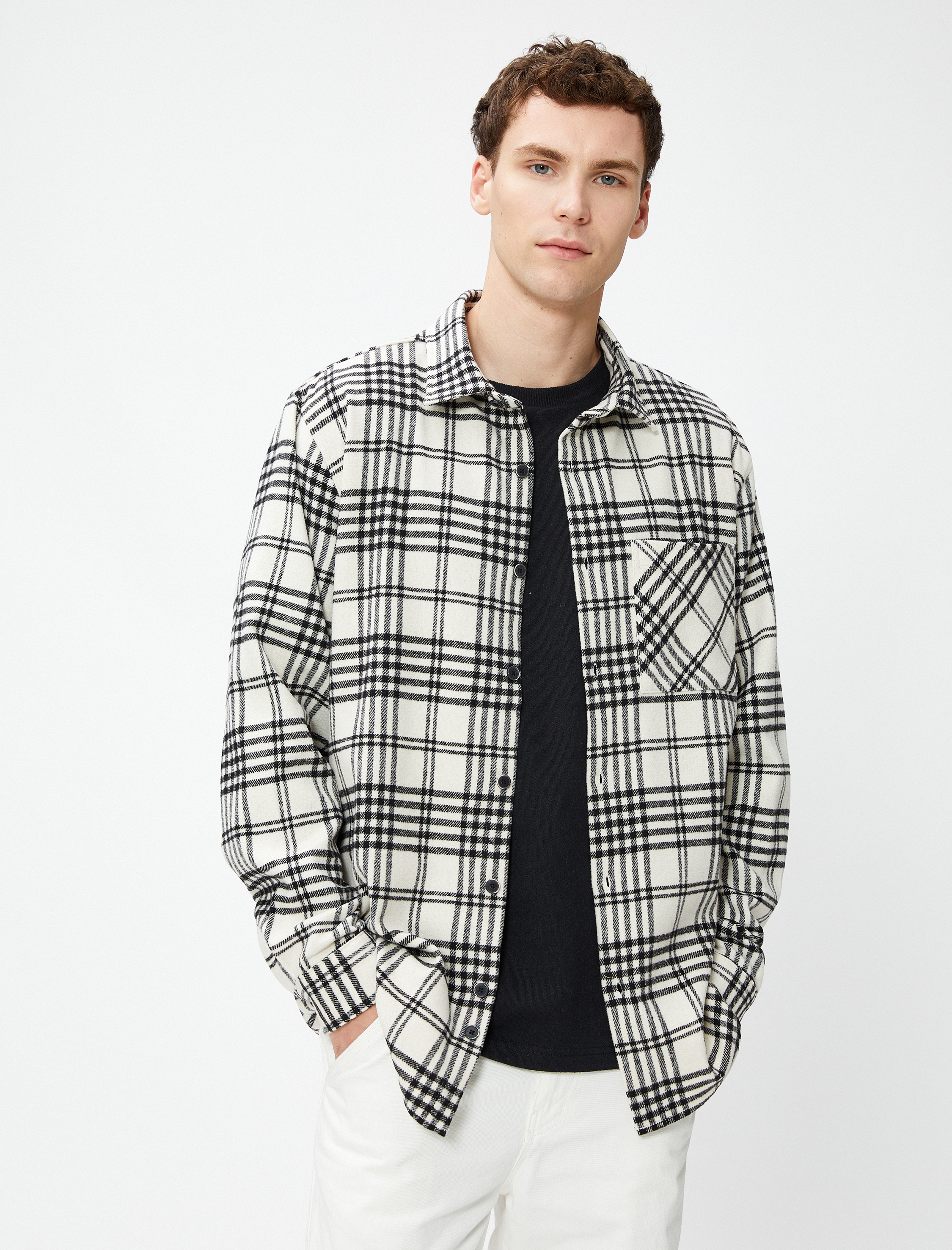   Oduncu Gömleği Klasik Yaka Cep Detaylı Uzun Kollu