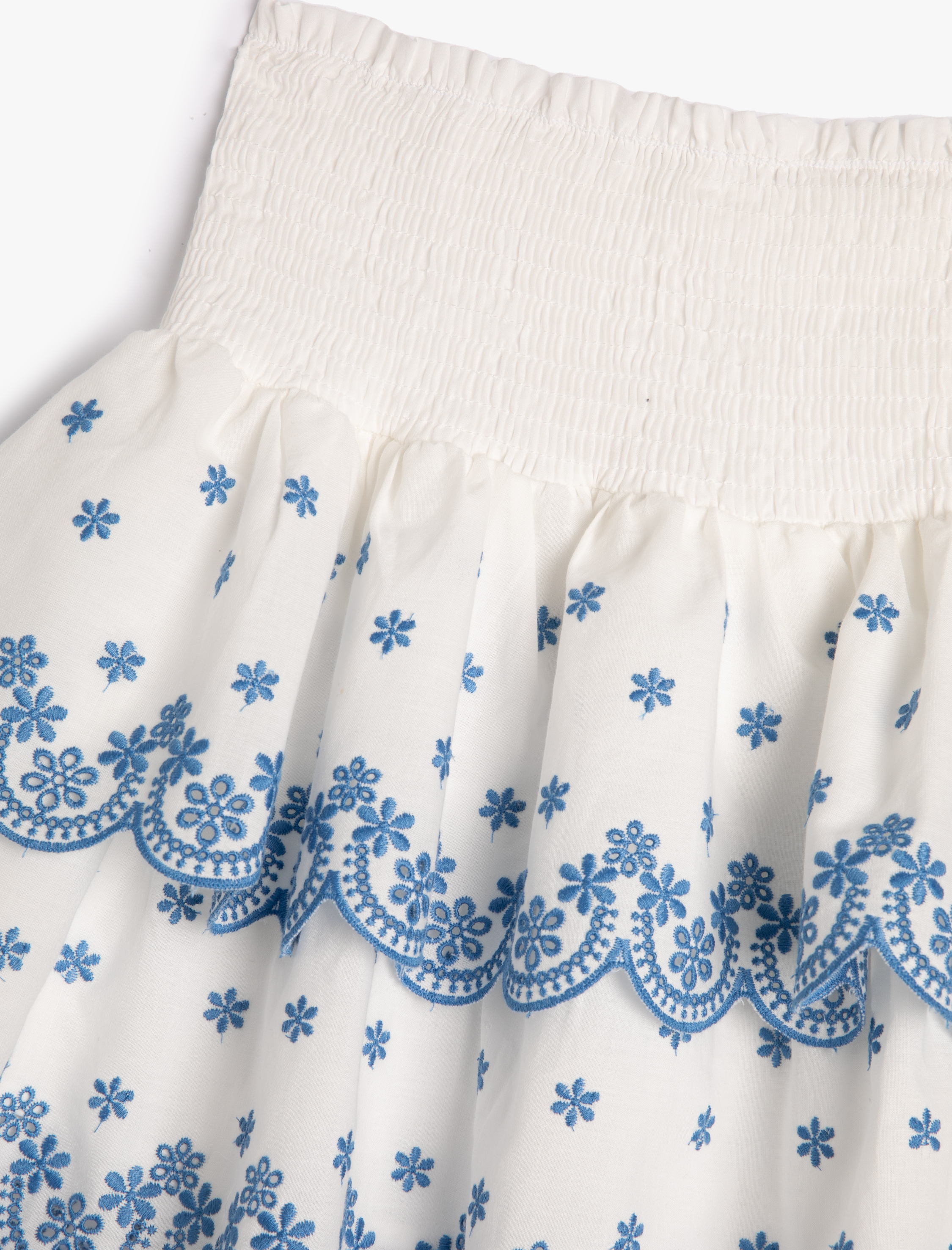  Kız Çocuk Etek Fisto İşlemeli Yüksek Bel Gipeli Pamuklu