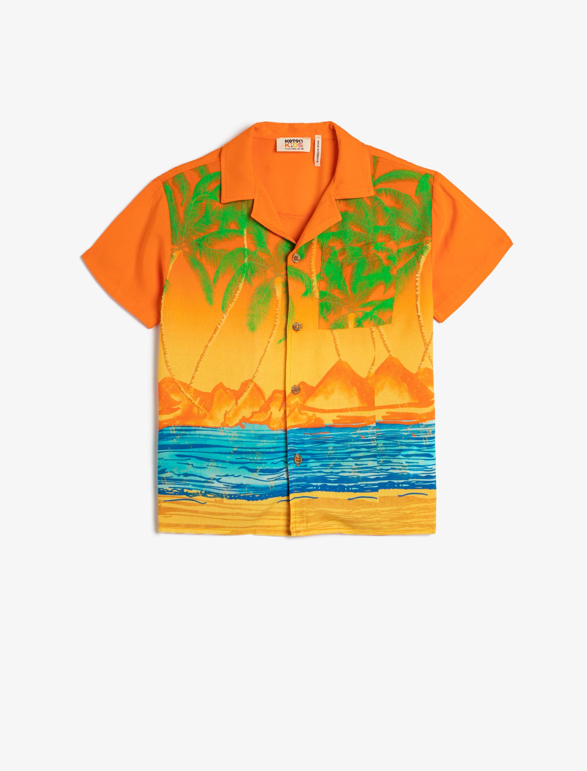  Erkek Çocuk Gömlek Kısa Kollu Manzara Baskılı Viskon