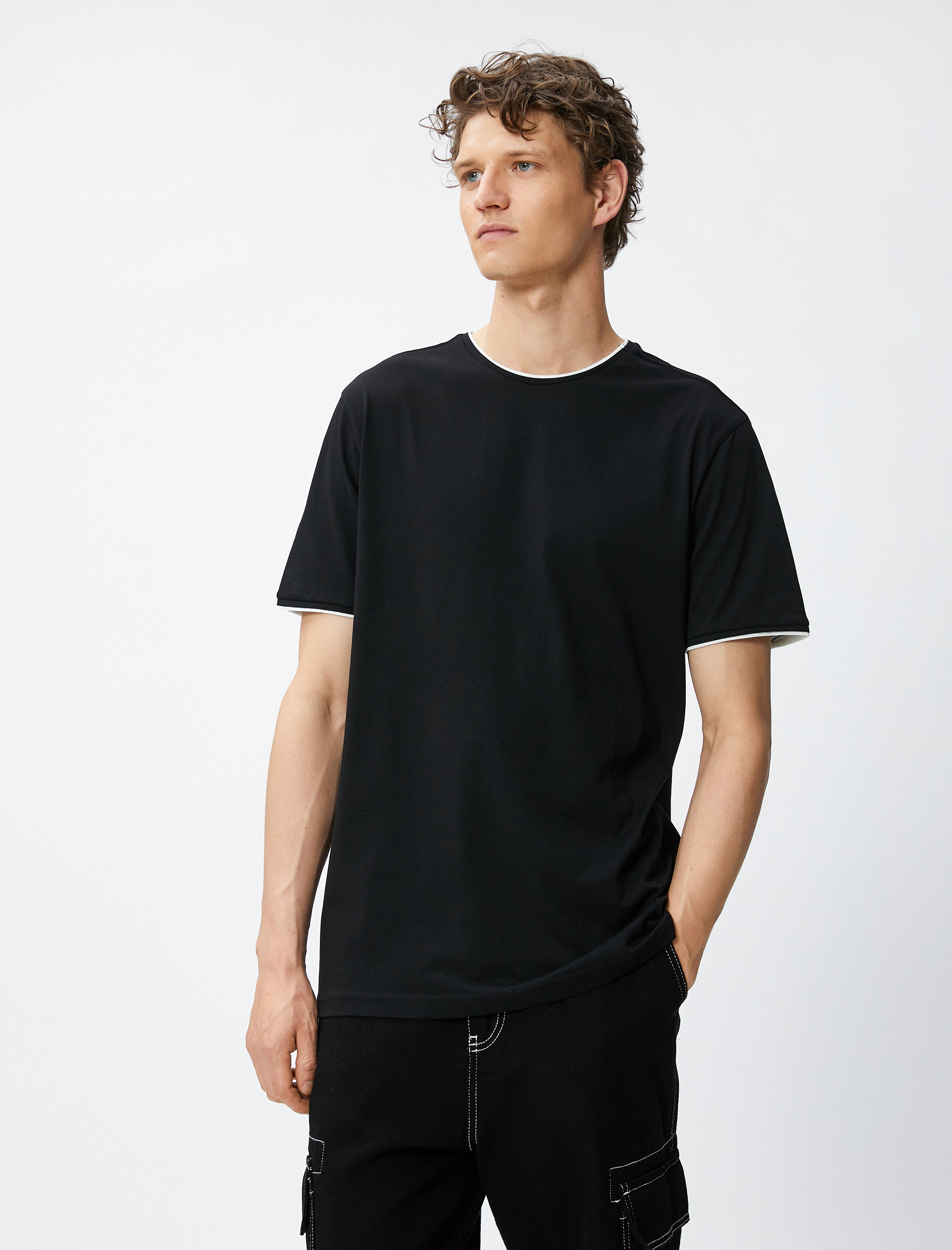   Basic Tişört Bisiklet Yaka Kısa Kollu Pamuklu