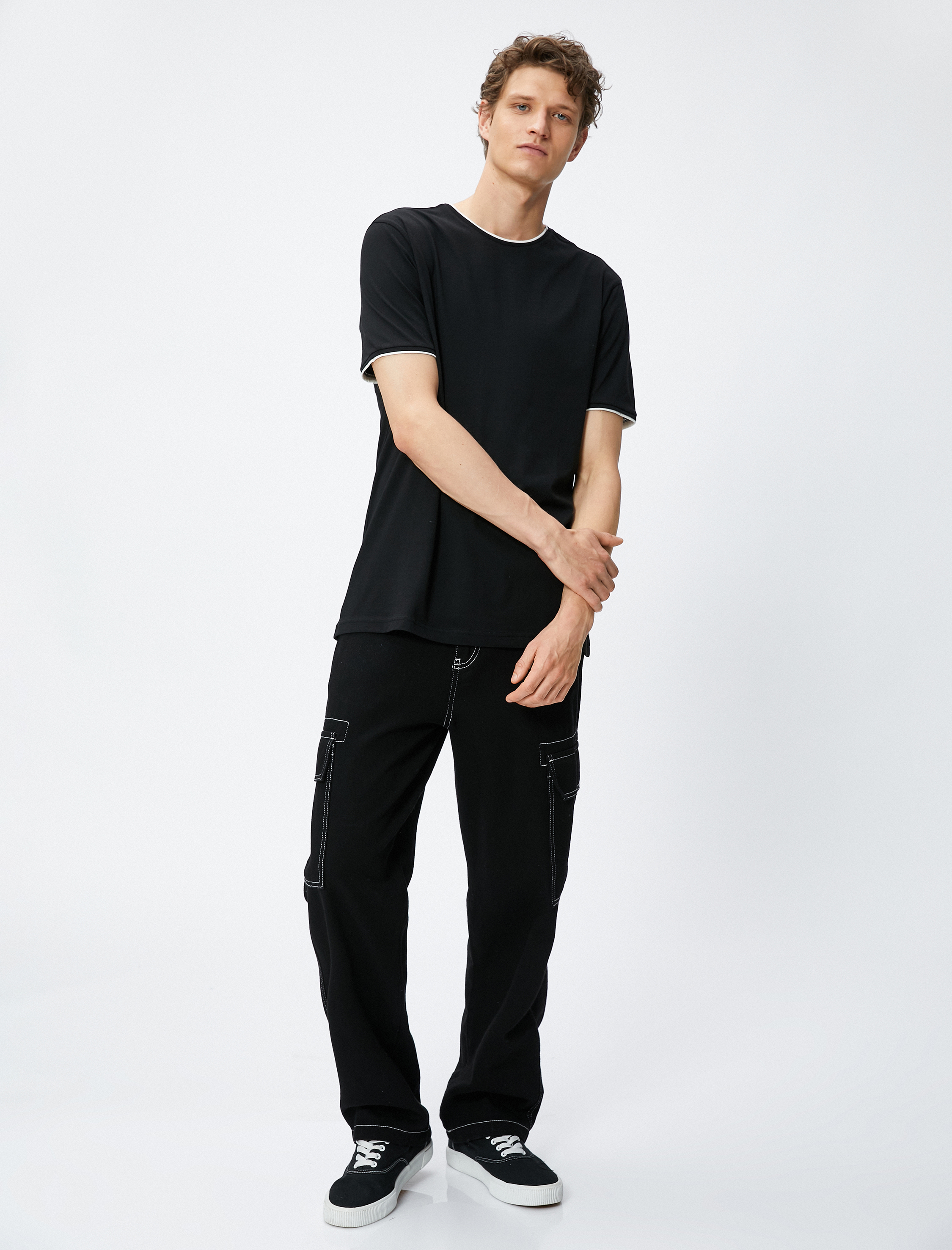   Basic Tişört Bisiklet Yaka Kısa Kollu Pamuklu