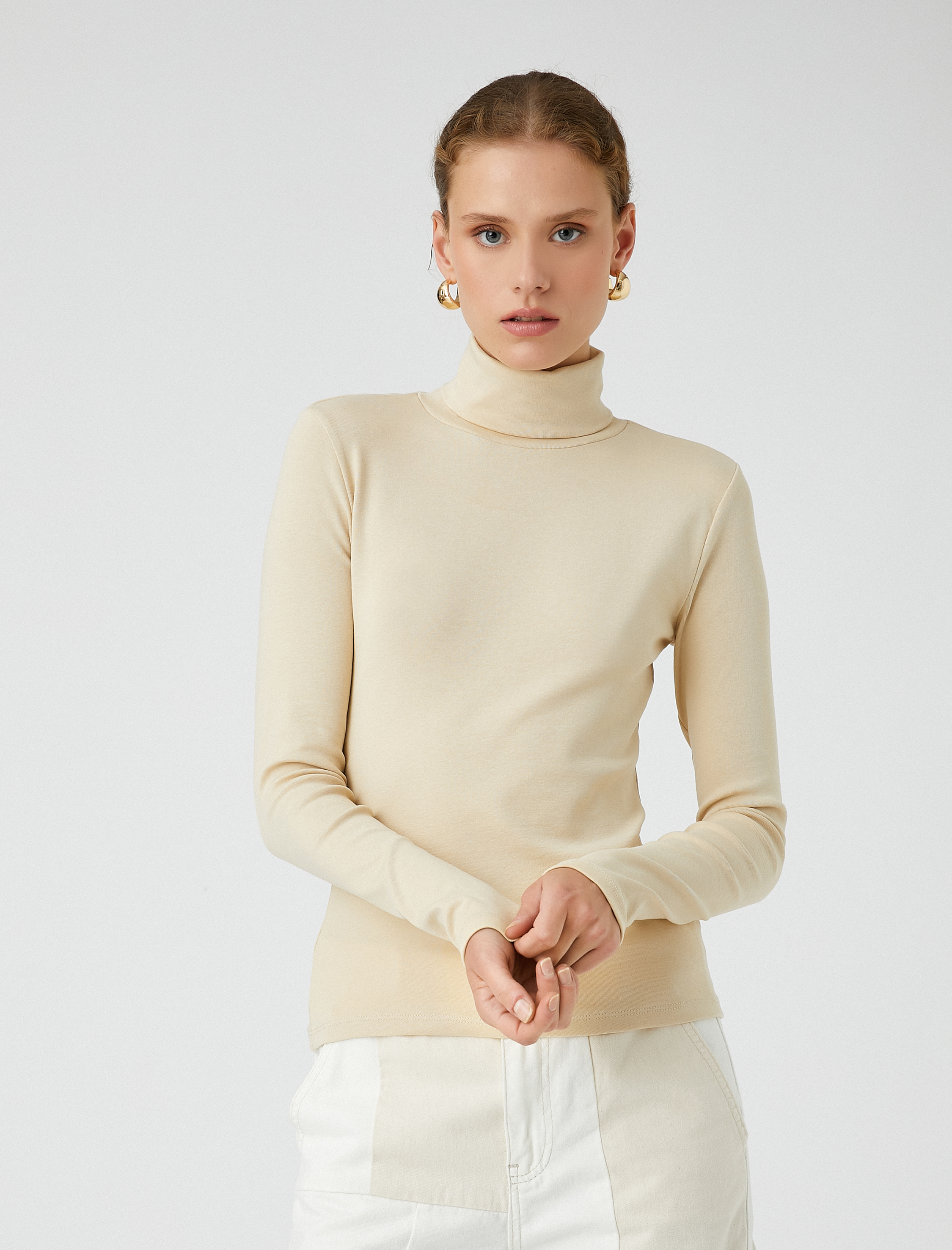   Balıkçı Yaka Tişört Uzun Kollu Slim Fit