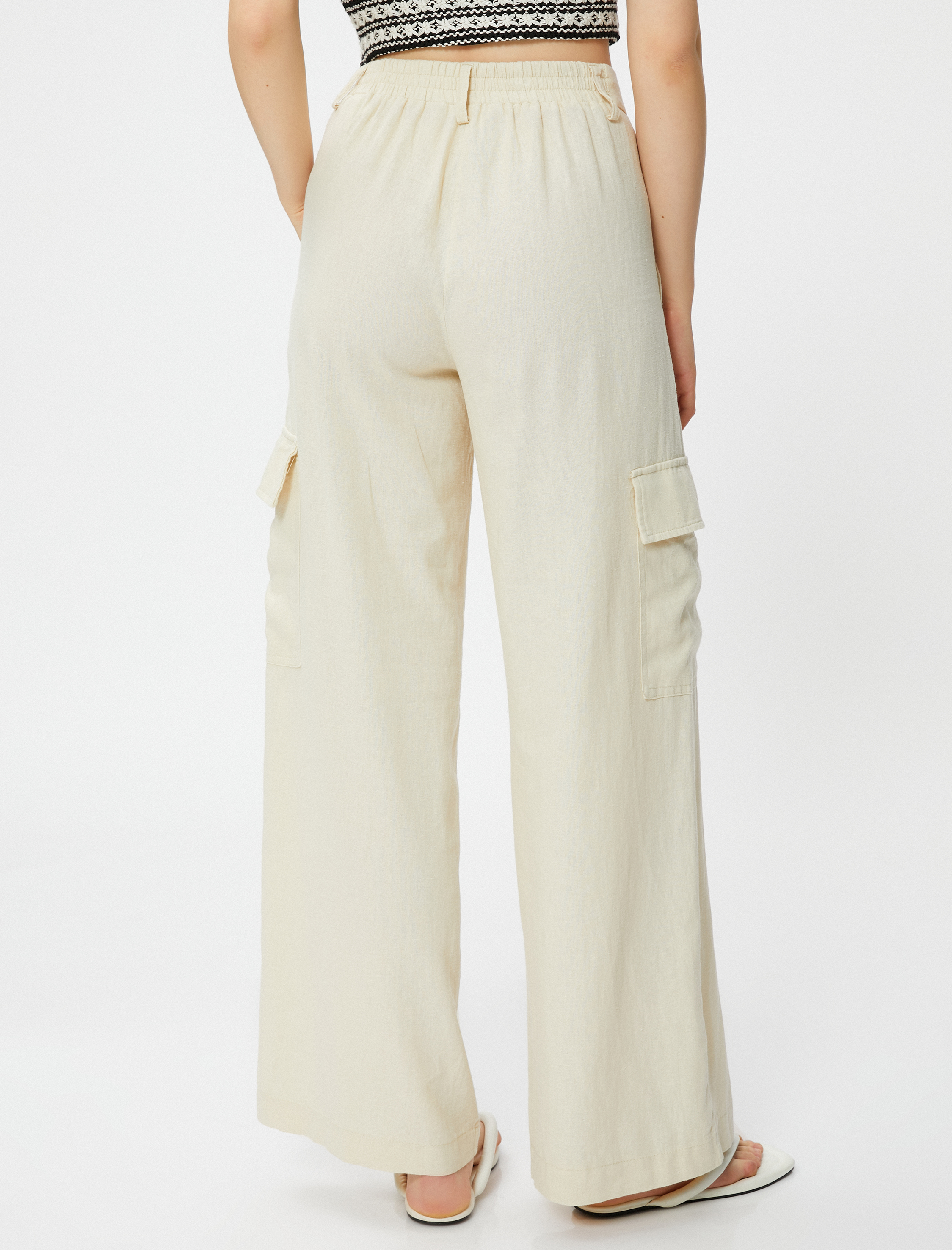   Kargo Pantolon Keten Karışımlı Cepli