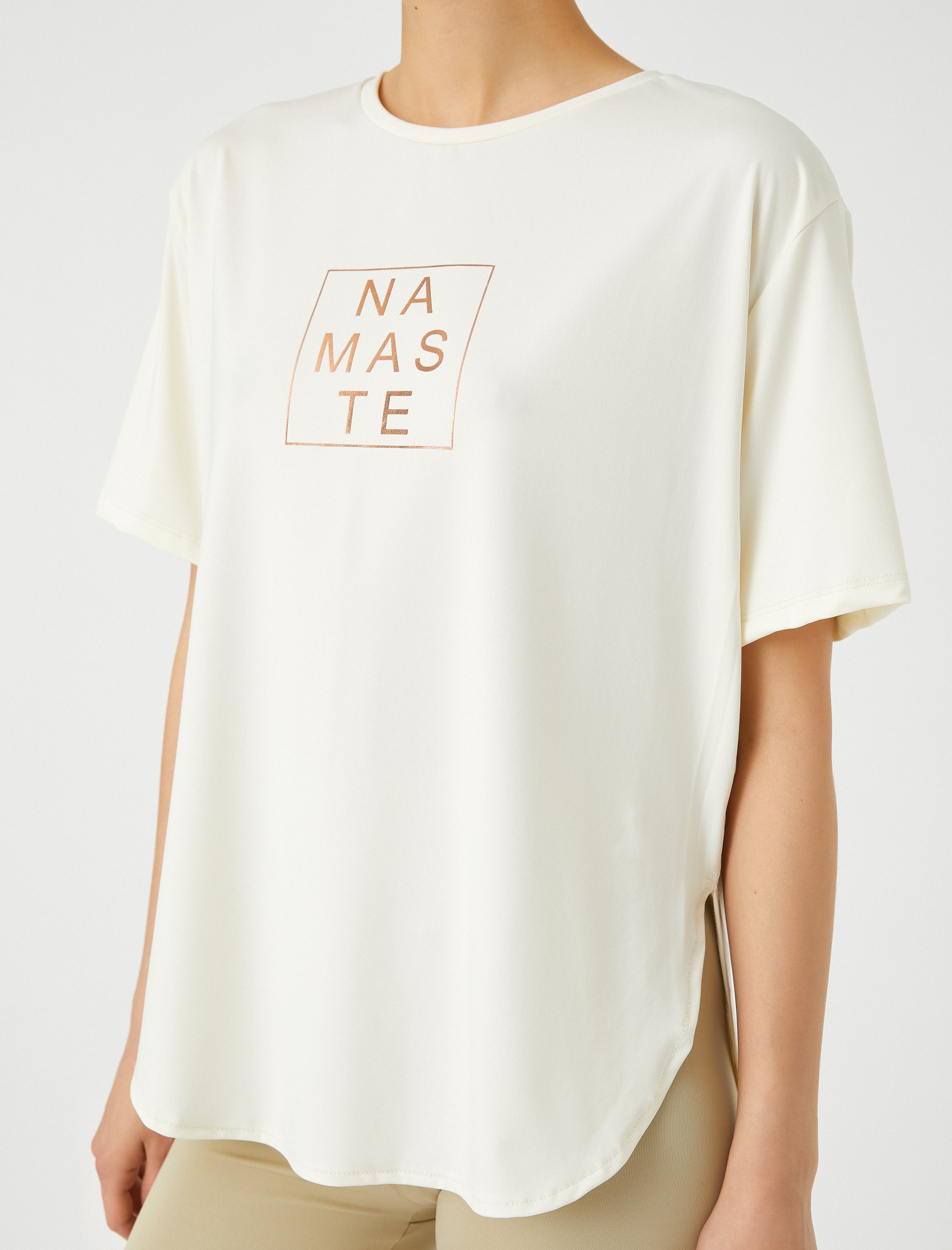   Relax Fit Yoga Spor Tişört Namaste Baskılı