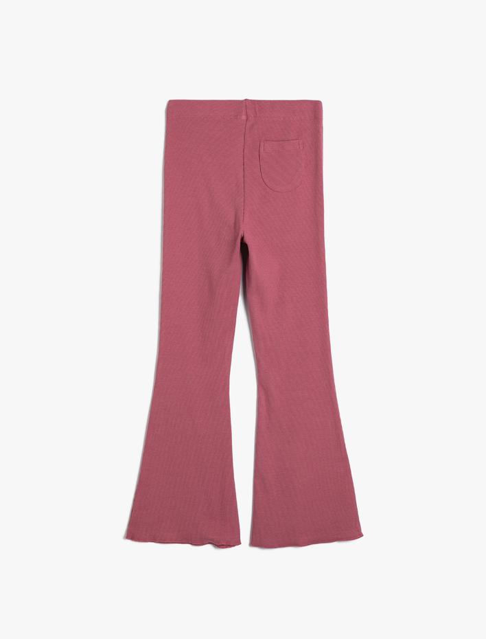 Kız Çocuk Basic İspanyol Paça Pantolon Beli Lastikli Fitilli Pamuklu