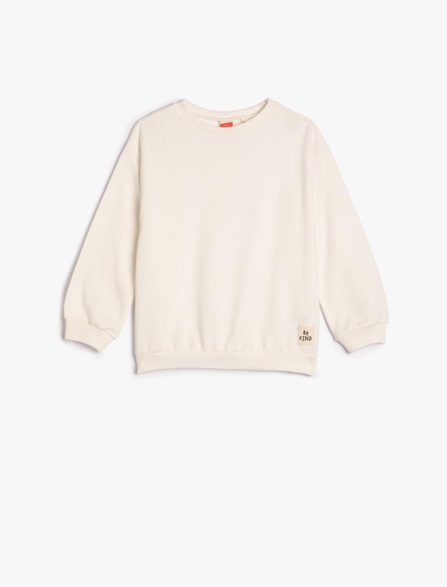  Kız Bebek Basic Sweatshirt Uzun Kollu Bisiklet Yaka Pamuklu Şardonlu