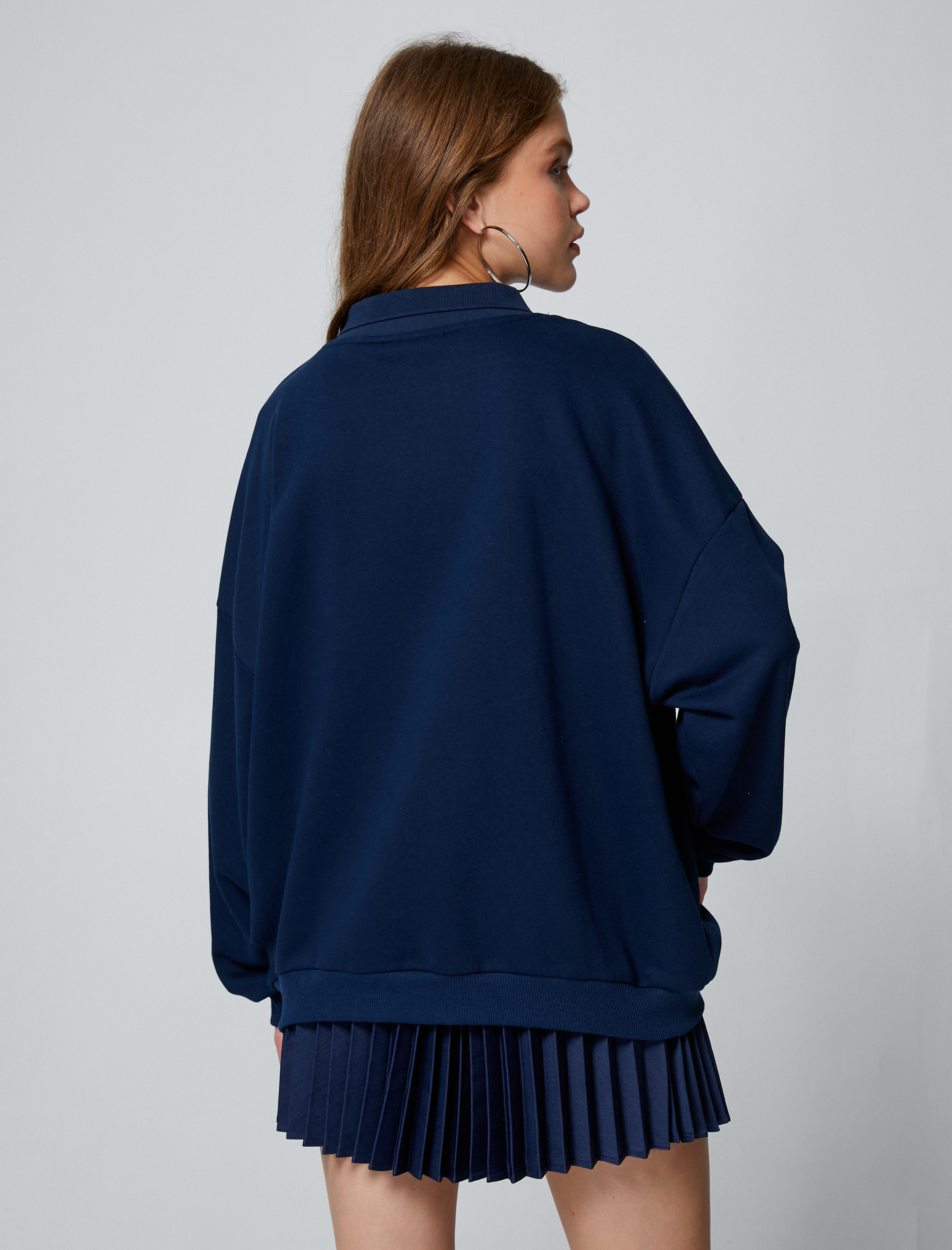   Oversize Sweatshirt Harvard Lisanslı Polo Yaka Baskılı