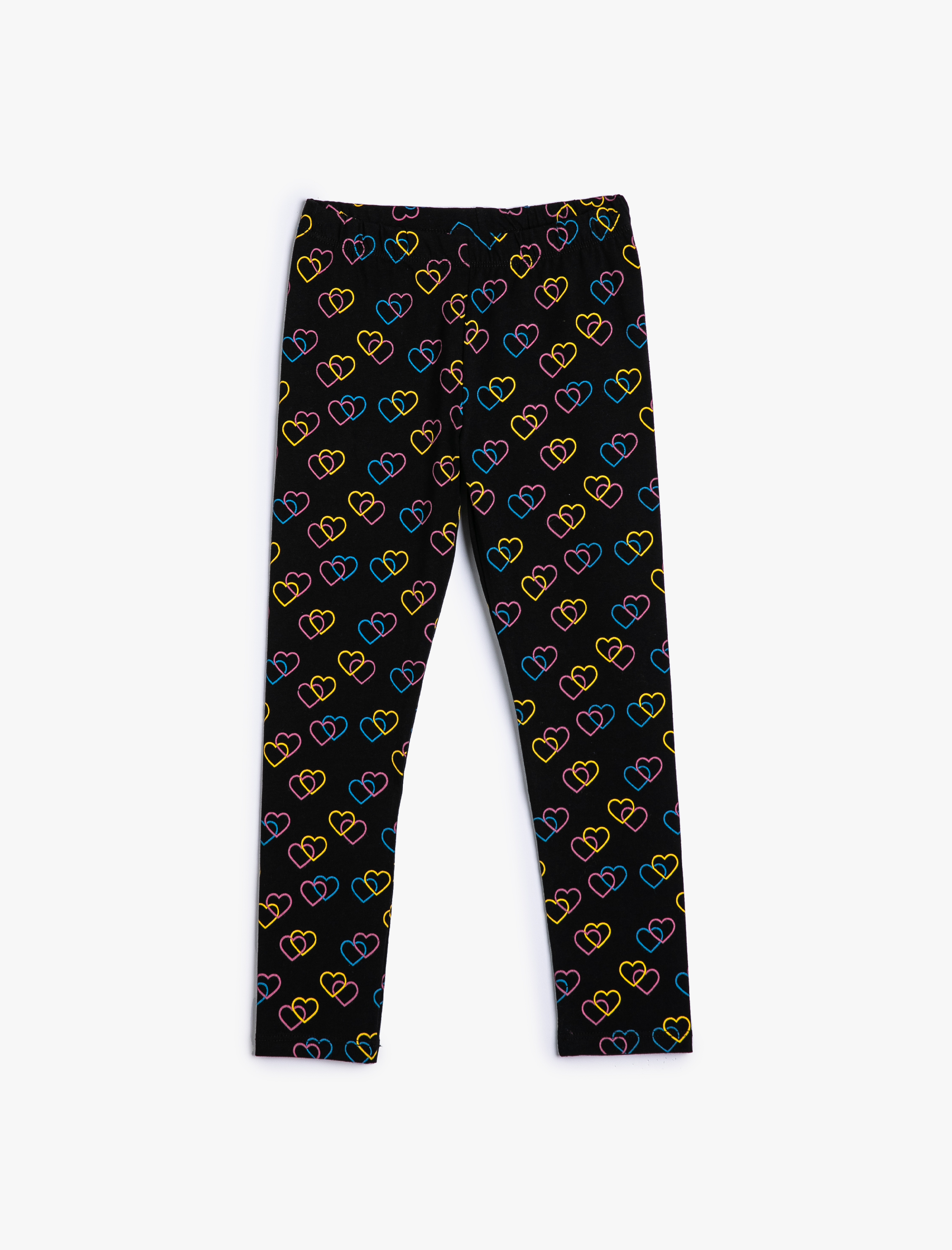  Kız Çocuk Kalpli Tayt Beli Lastikli Pamuklu