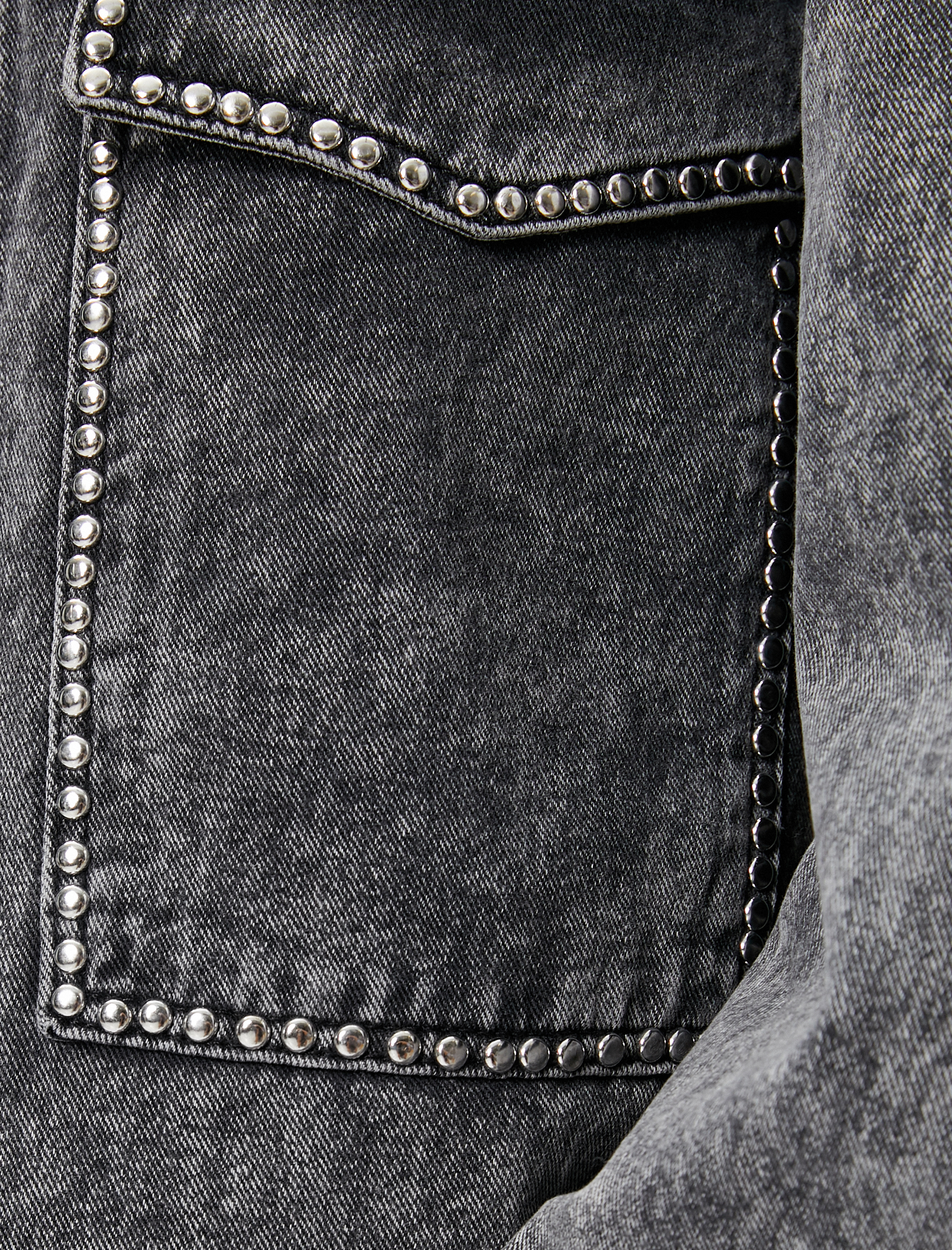   Uzun Kot Ceket Zımba İşlemeli Büyük Kapaklı Cepli