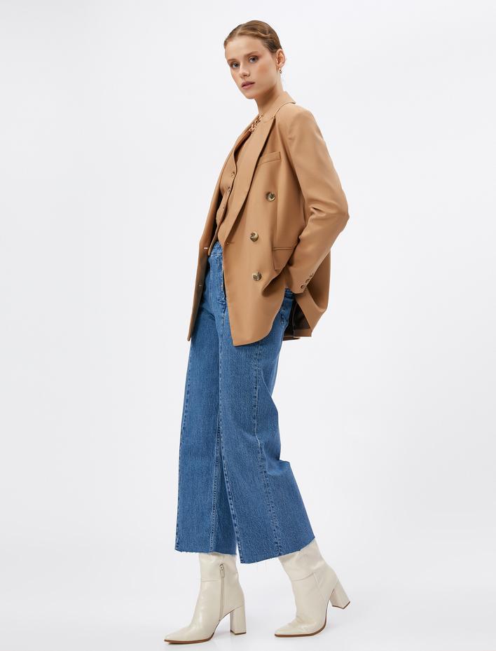  Geniş Kısa Paça Kot Pantolon Yüksek Bel - Sandra Jeans