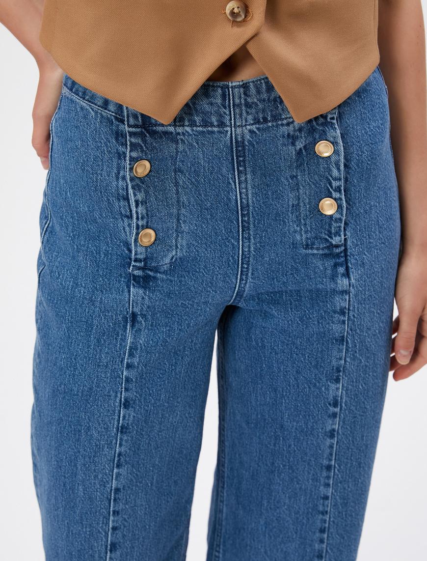   Geniş Kısa Paça Kot Pantolon Yüksek Bel - Sandra Jeans