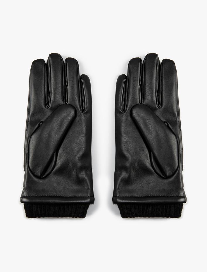 Erkek Deri Görünümlü Eldiven Çıtçıt Düğmeli