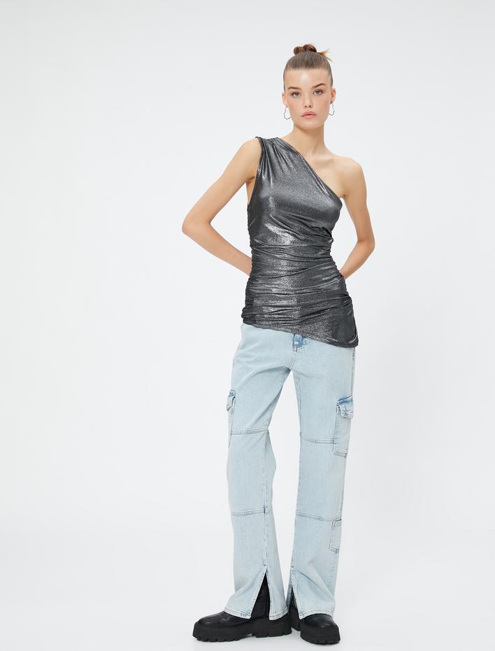  Tek Omuz Atlet Sim Detaylı Kolsuz