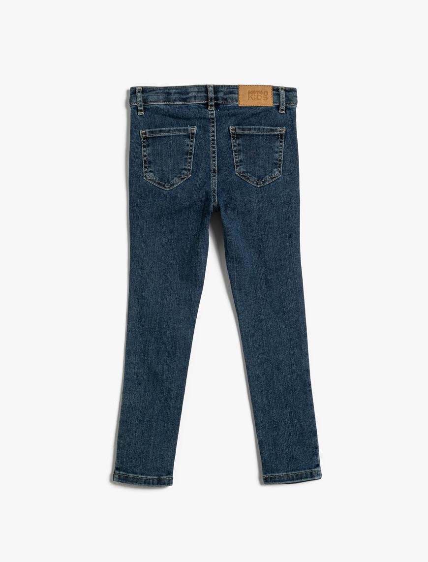  Kız Çocuk Kot Pantolon Dar Paça Pamuklu Modal Kumaş Karışımlı - Skinny Jean