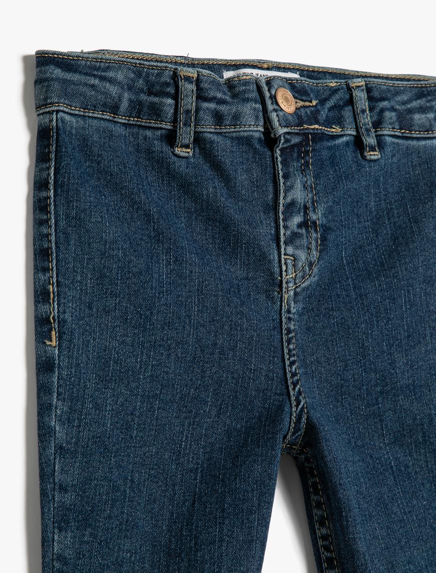  Kız Çocuk Kot Pantolon Dar Paça Pamuklu Modal Kumaş Karışımlı - Skinny Jean