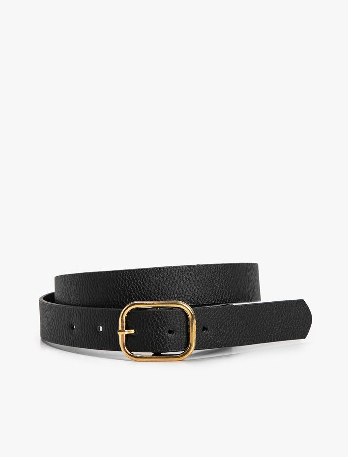 Kadın Kemer Suni Deri Dikdörtgen Metal Tokalı