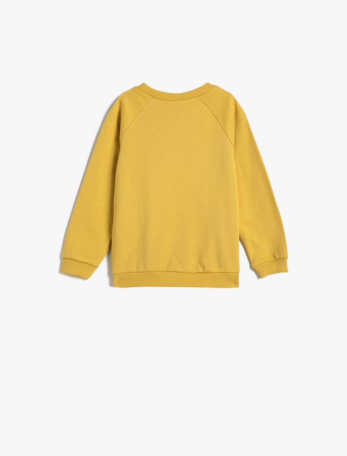 Erkek Bebek Dinozorlu Sweatshirt Şardonlu Uzun Kollu Bisiklet Yaka Pamuklu