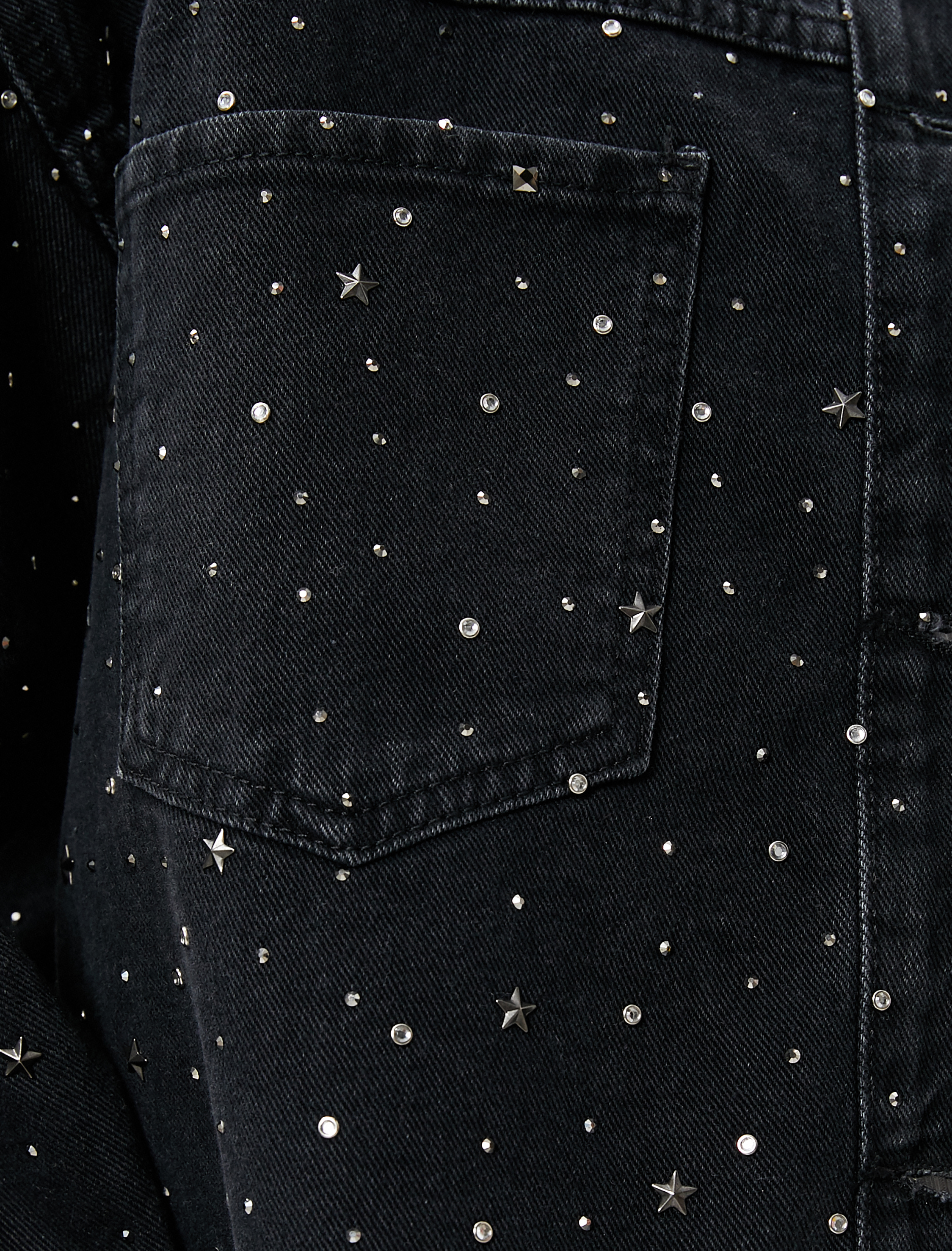   Kot Ceket Yıldız Parlak Taş İşlemeli Cepli Düğmeli