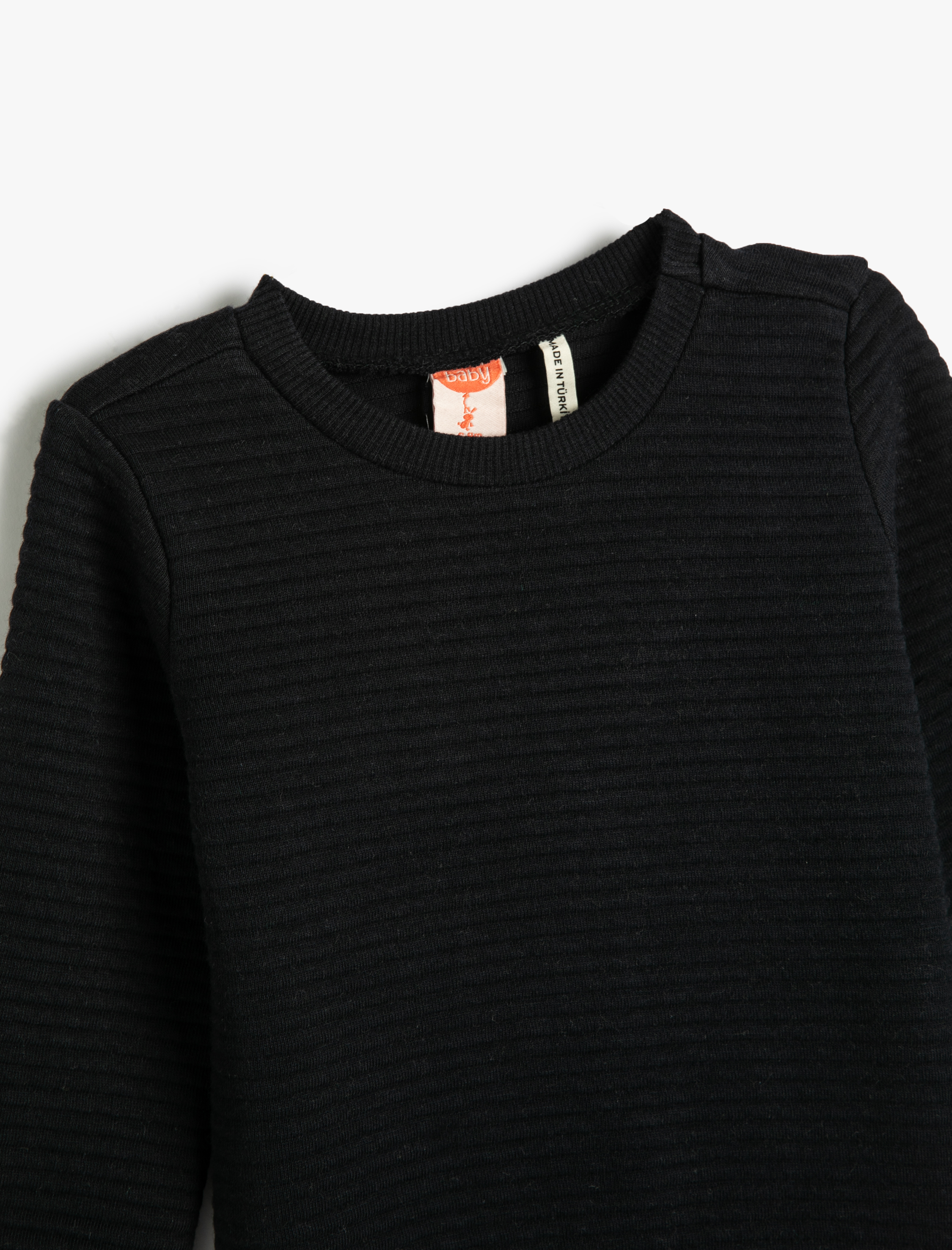  Erkek Bebek Basic Sweatshirt Dokulu Bisiklet Yaka Pamuklu