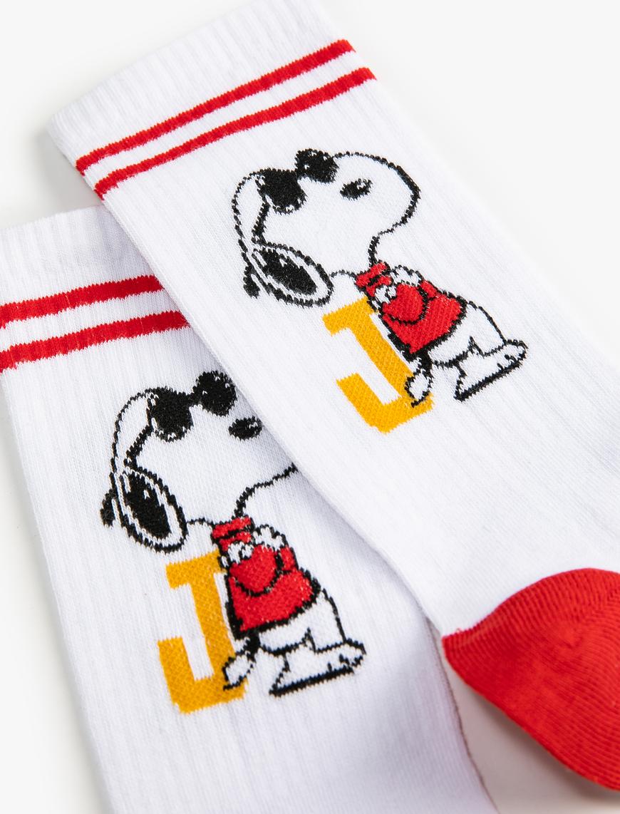  Erkek Snoopy Soket Çorap Lisanslı İşlemeli