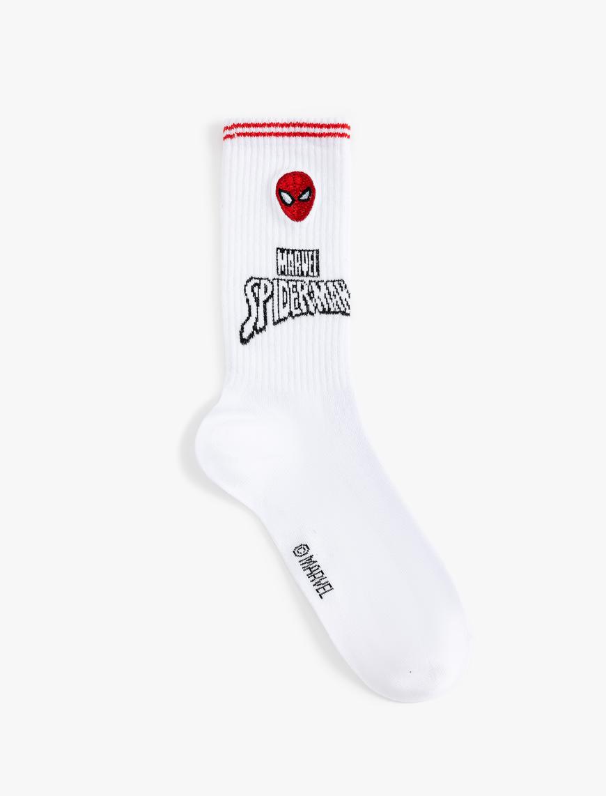  Erkek Spiderman Soket Çorap Lisanslı İşlemeli Pamuk Karışımlı