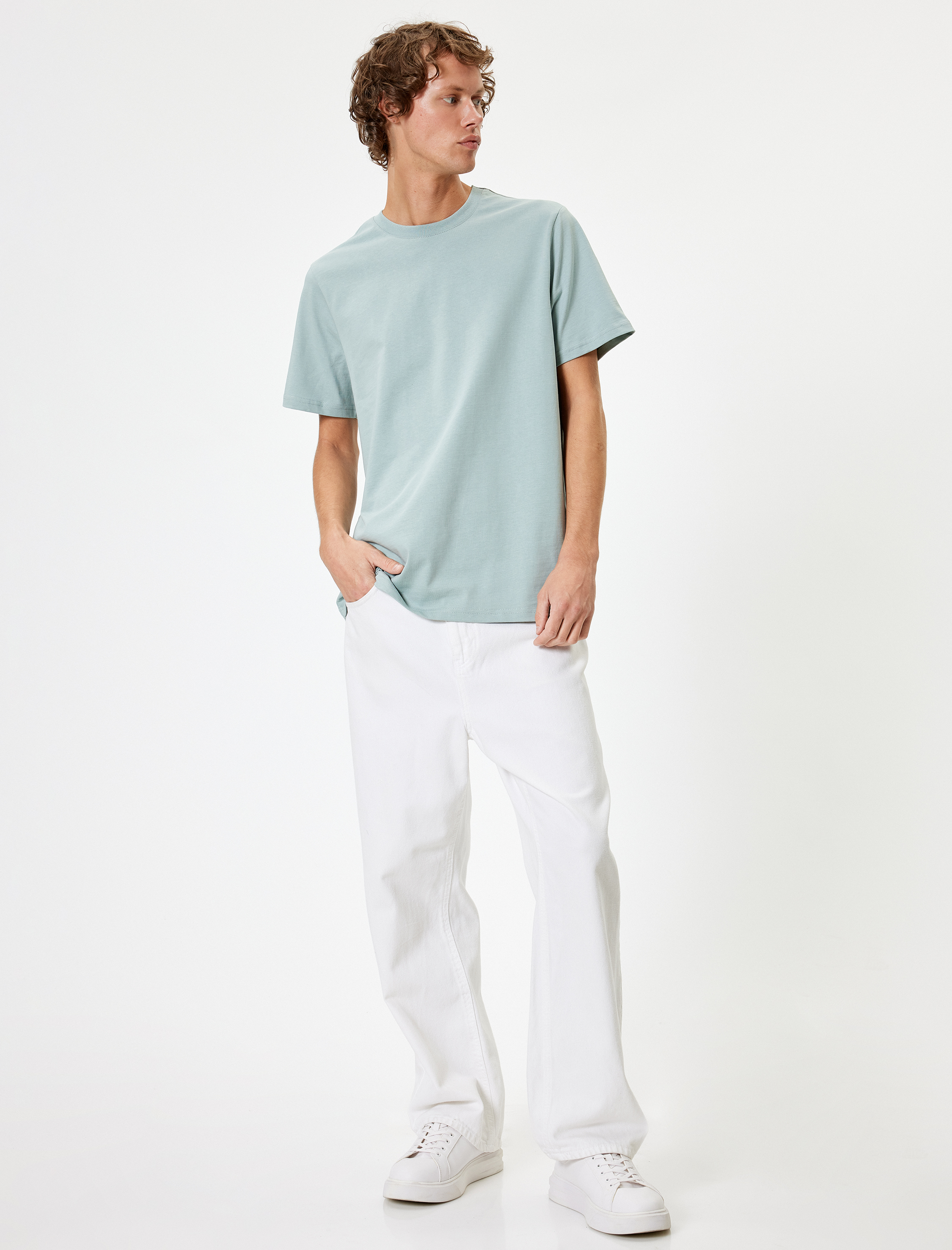   Basic Tişört Kısa Kollu Bisiklet Yaka Pamuklu