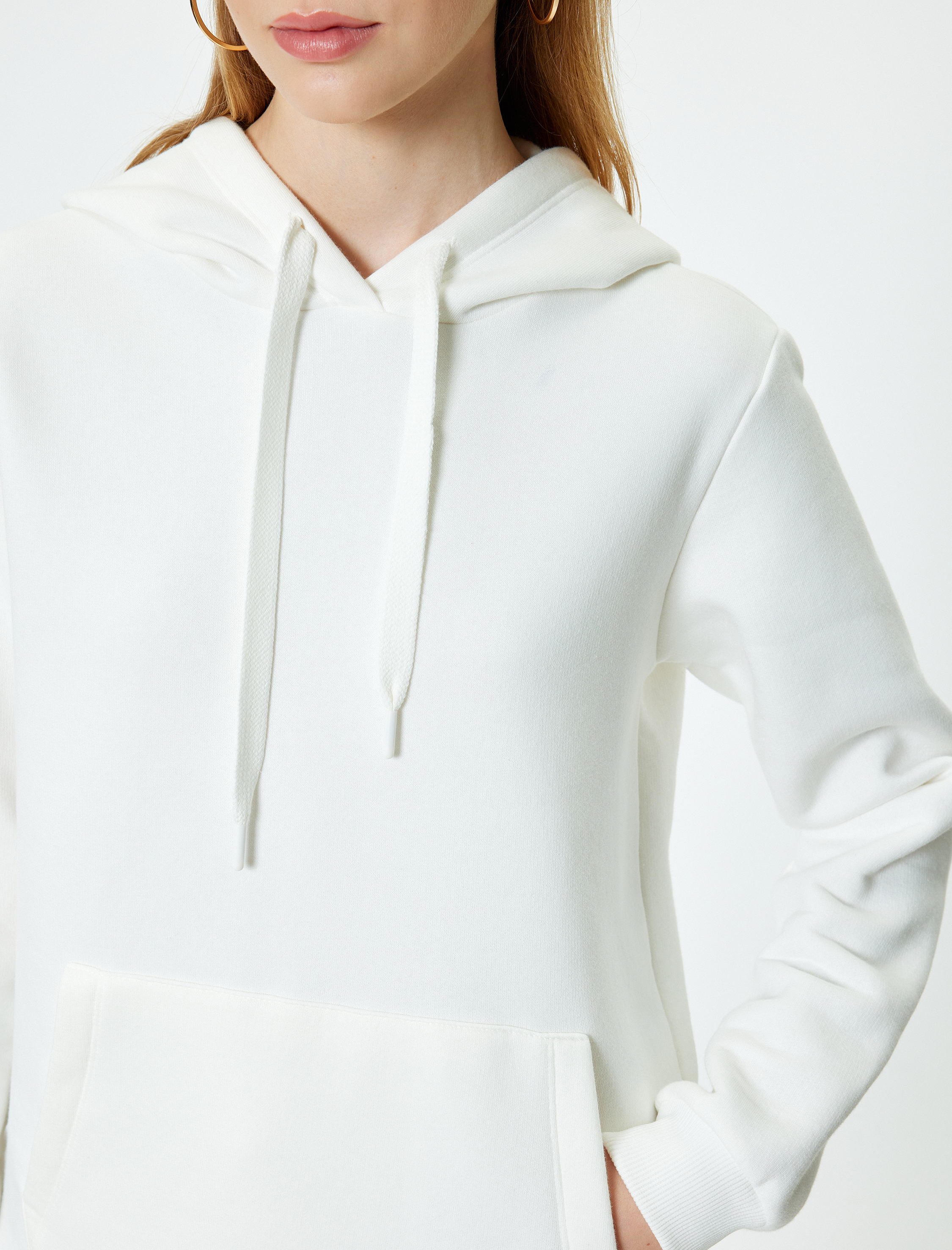   Şardonlu Basic Kapüşonlu Sweatshirt Kanguru Cepli Uzun Kollu