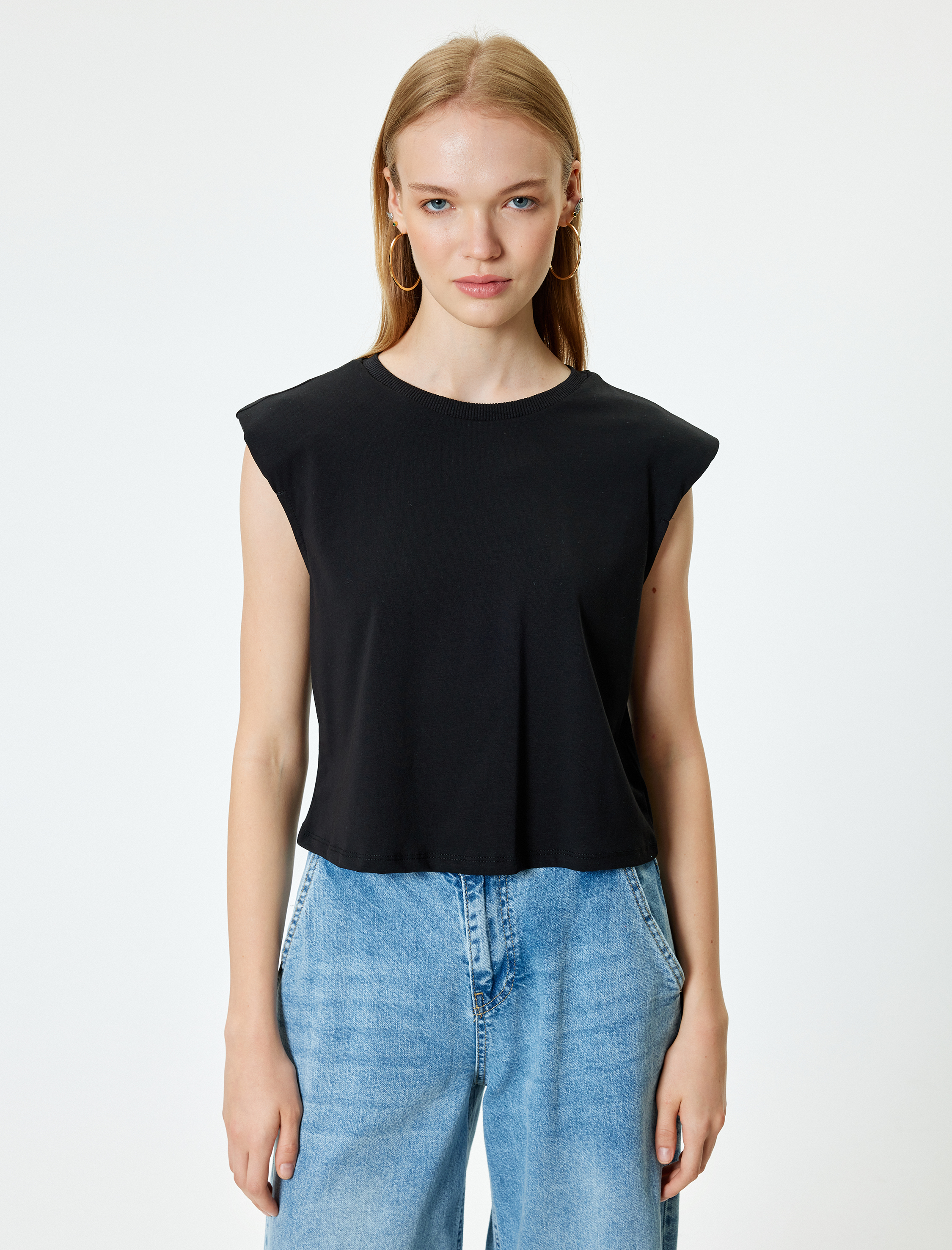   Vatkalı Tişört Bisiklet Yaka Kap Kol Pamuklu