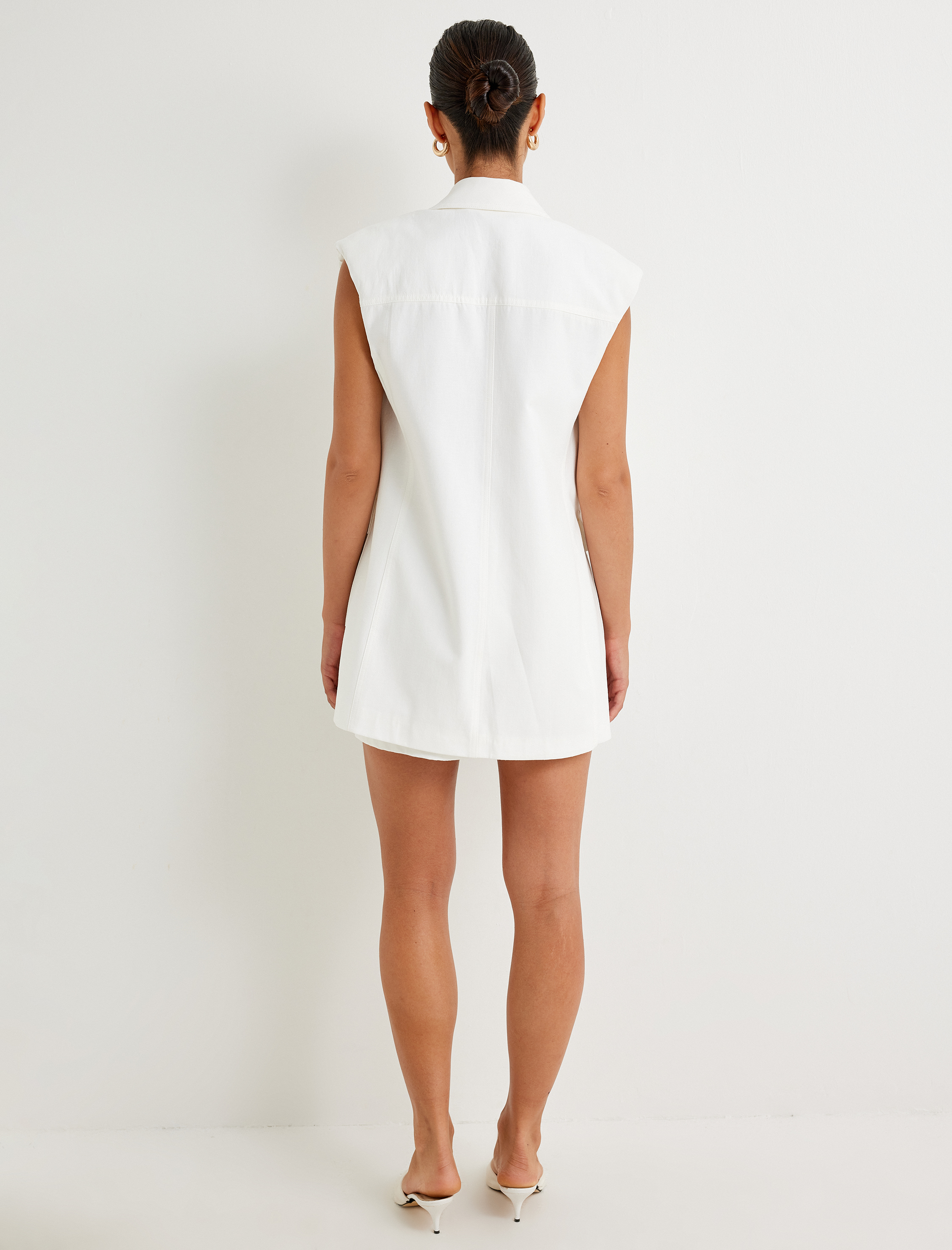   Koton X Sima Tarkan - Keten Karışımlı Blazer Yelek Kruvaze Kalça Boy Cepli