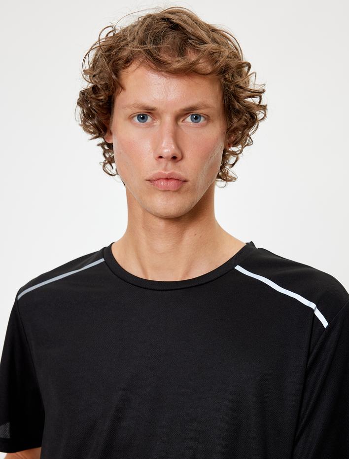  Slogan Baskılı Kısa Kollu Bisiklet Yaka Spor Tişört