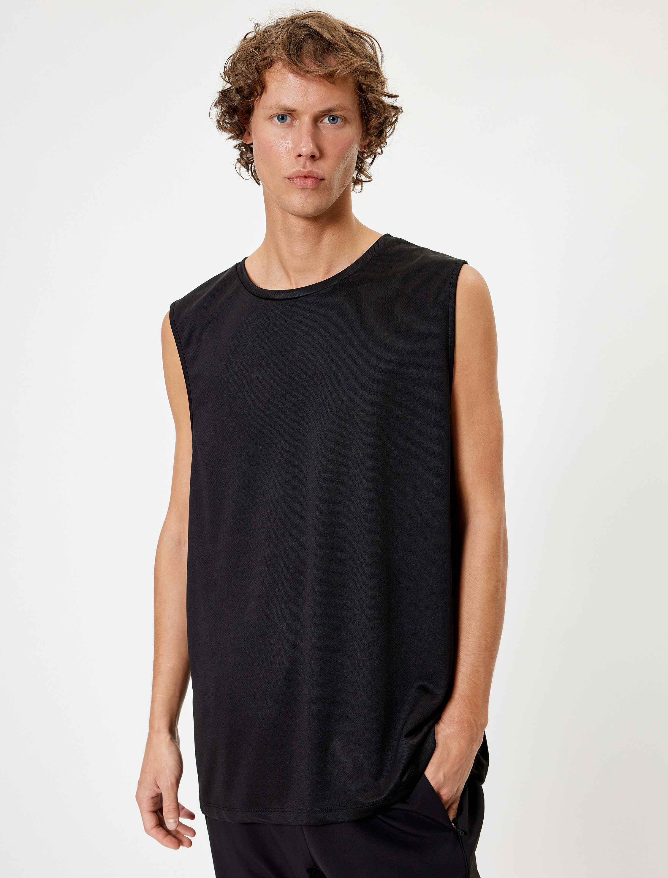   Spor Atlet Arkası Baskılı Kolsuz Bisiklet Yaka