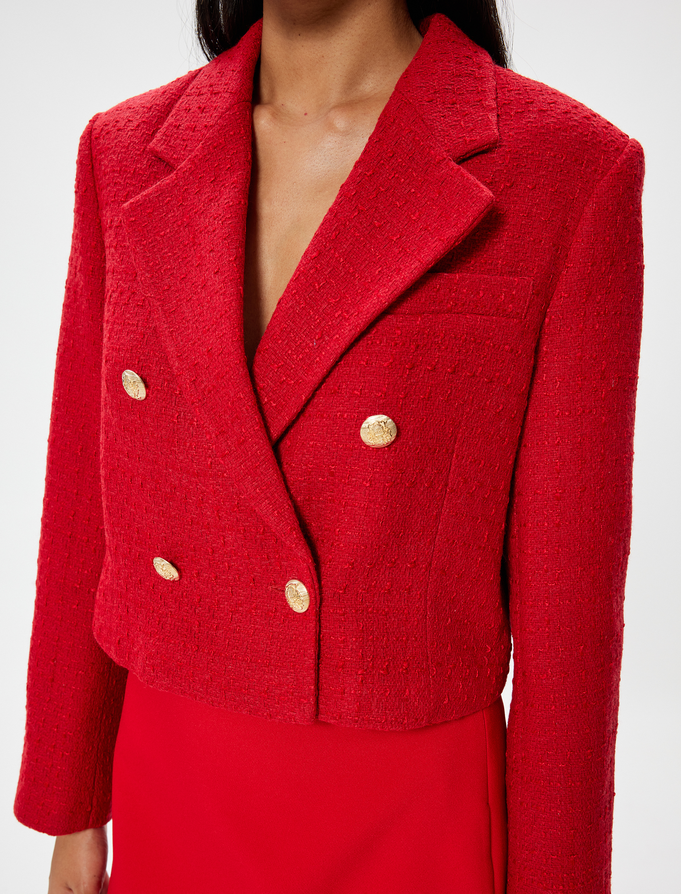   Kısa Tüvit Blazer Ceket Kruvaze