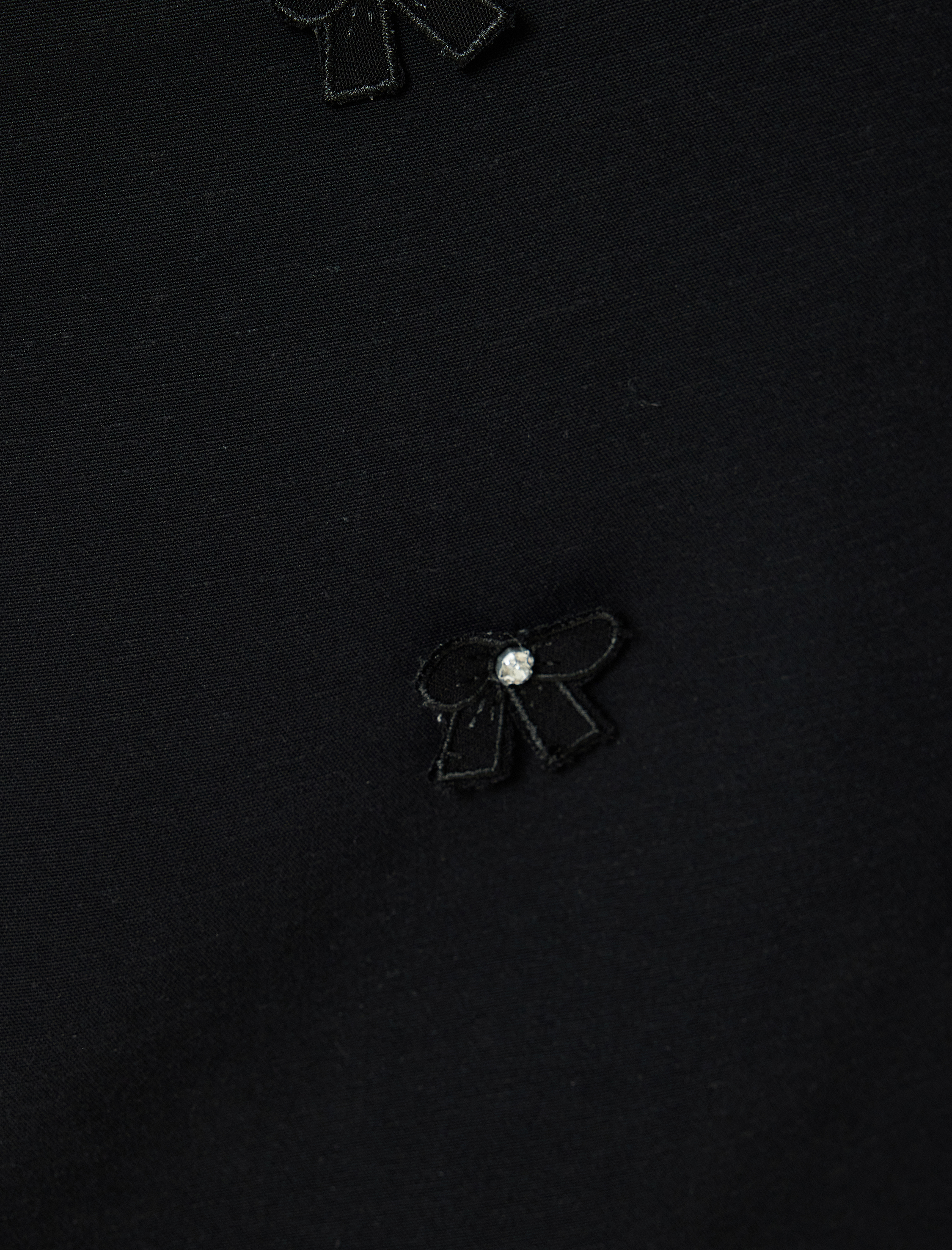   Keten Karışımlı A Kesim Mini Etek Fiyonk Aplike Detaylı