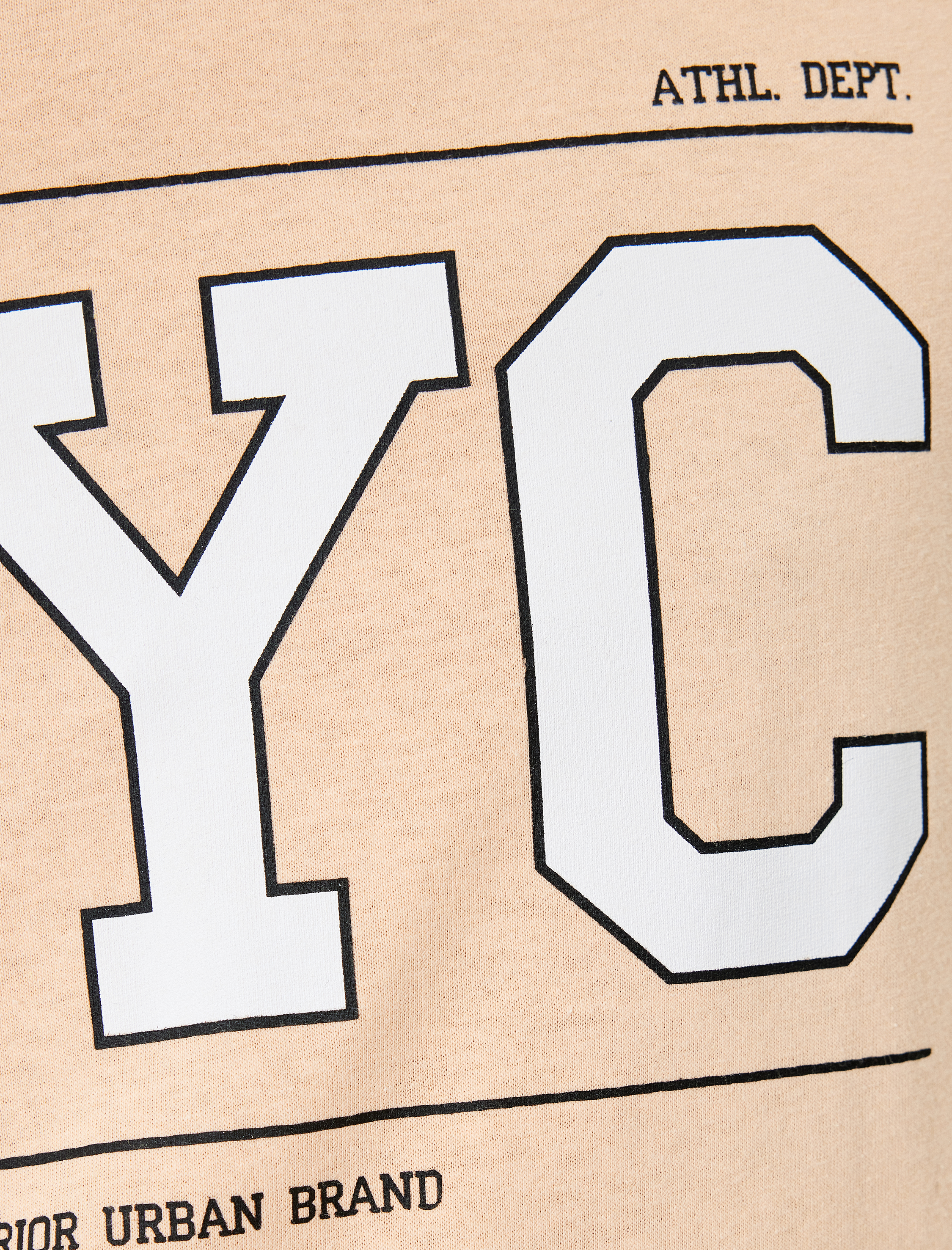   Kolej Baskılı Tişört Bisiklet Yaka Kısa Kollu Pamuklu