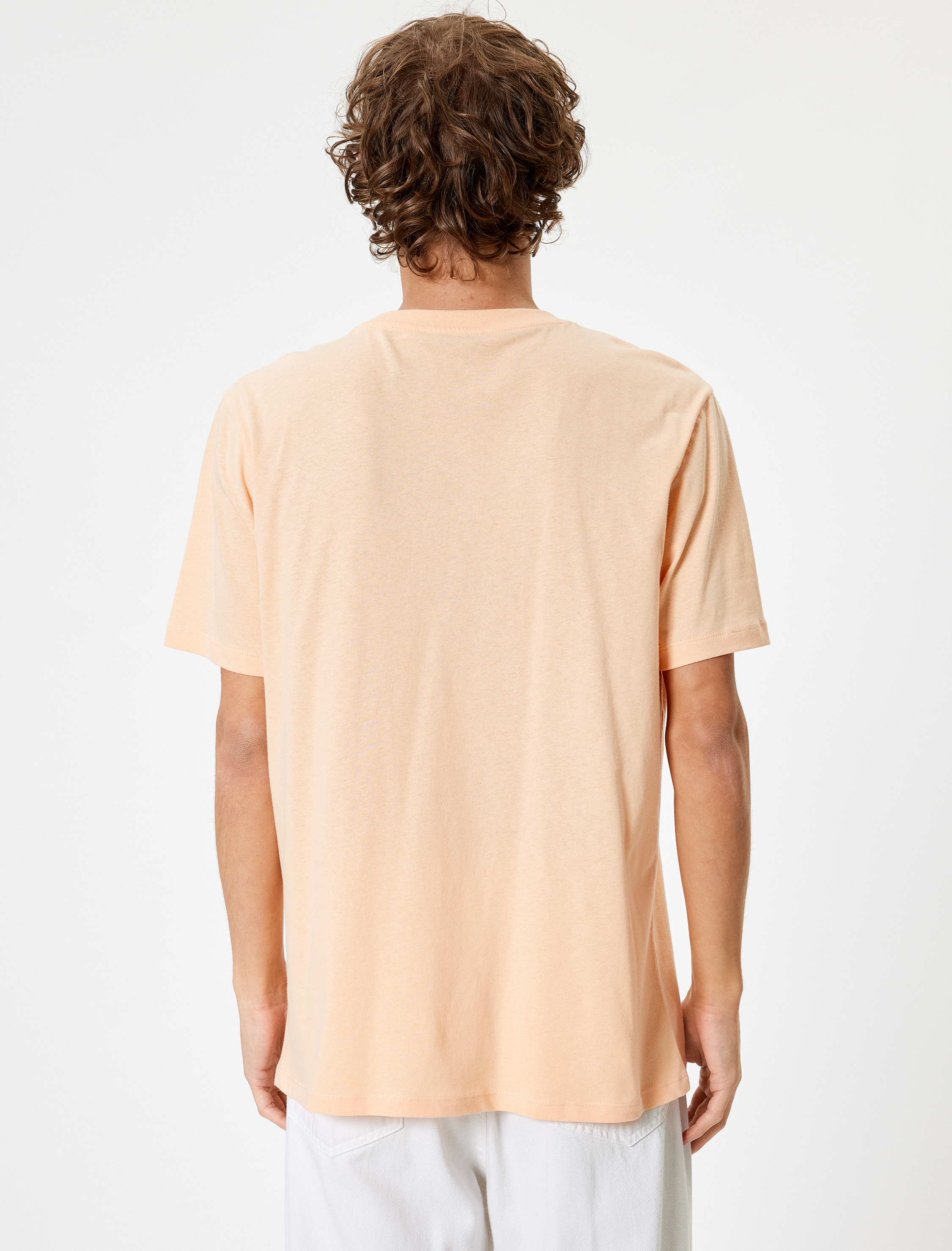   Kolej Baskılı Tişört Bisiklet Yaka Kısa Kollu Pamuklu