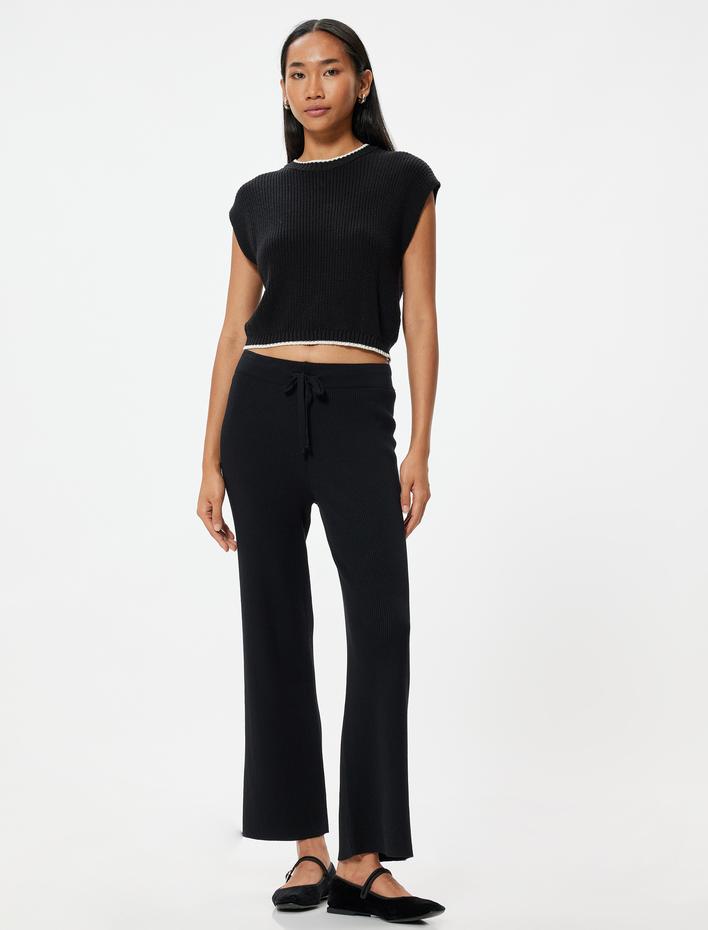  Fitilli Bol Paça Pantolon Beli Bağlamalı