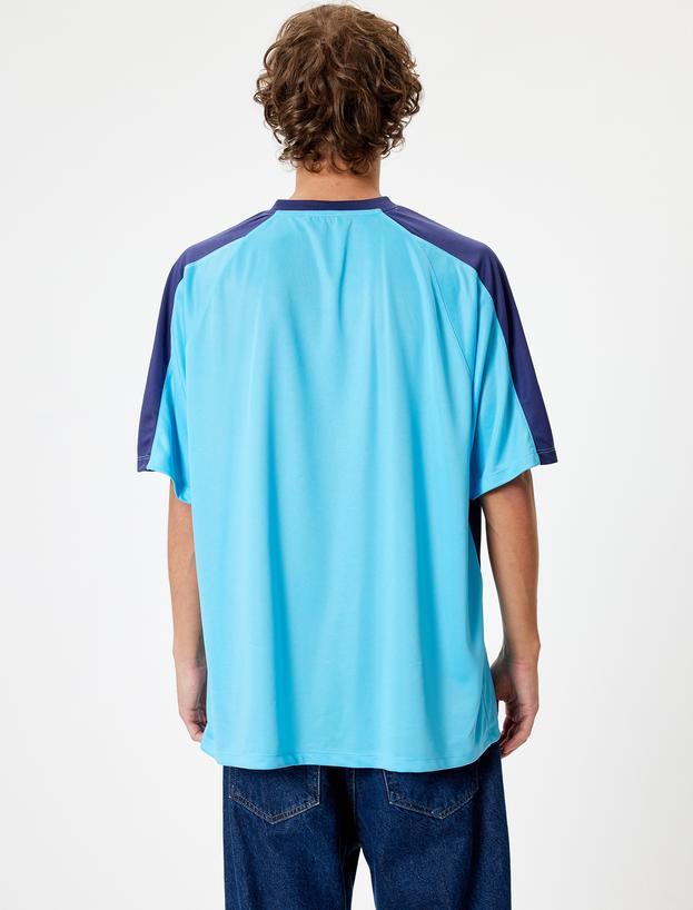 Oversize Kolej Tişört Slogan Baskılı Kısa Kollu_3