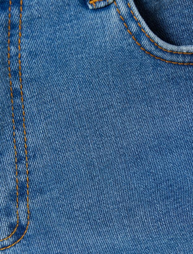 Slim Fit Kot Şort Bermuda Cep Detaylı Pamuklu_5